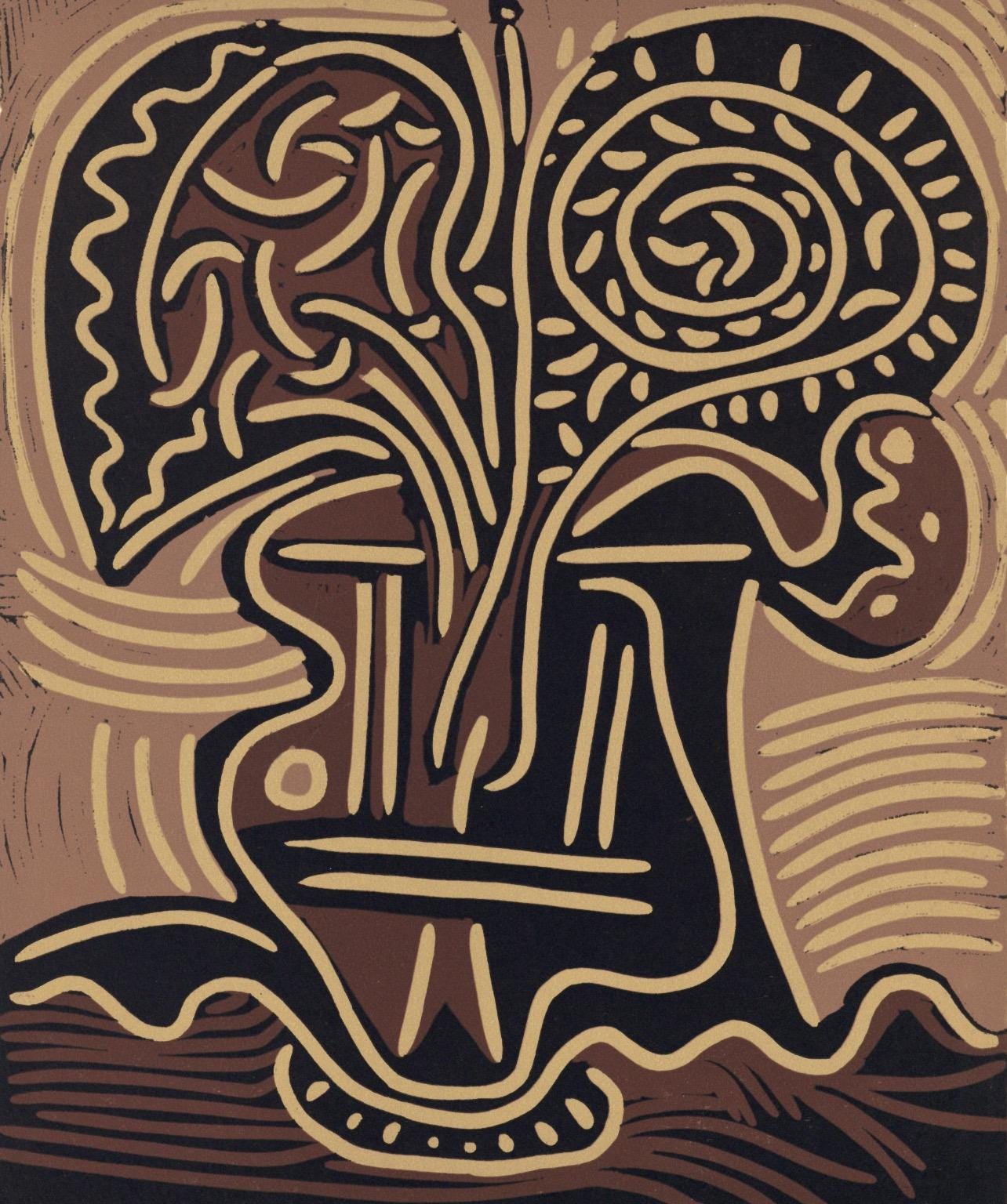 Pablo Picasso, Bouquet in a Vase (Orozco 214), Grabados al linóleo, Limited Edition Linocut