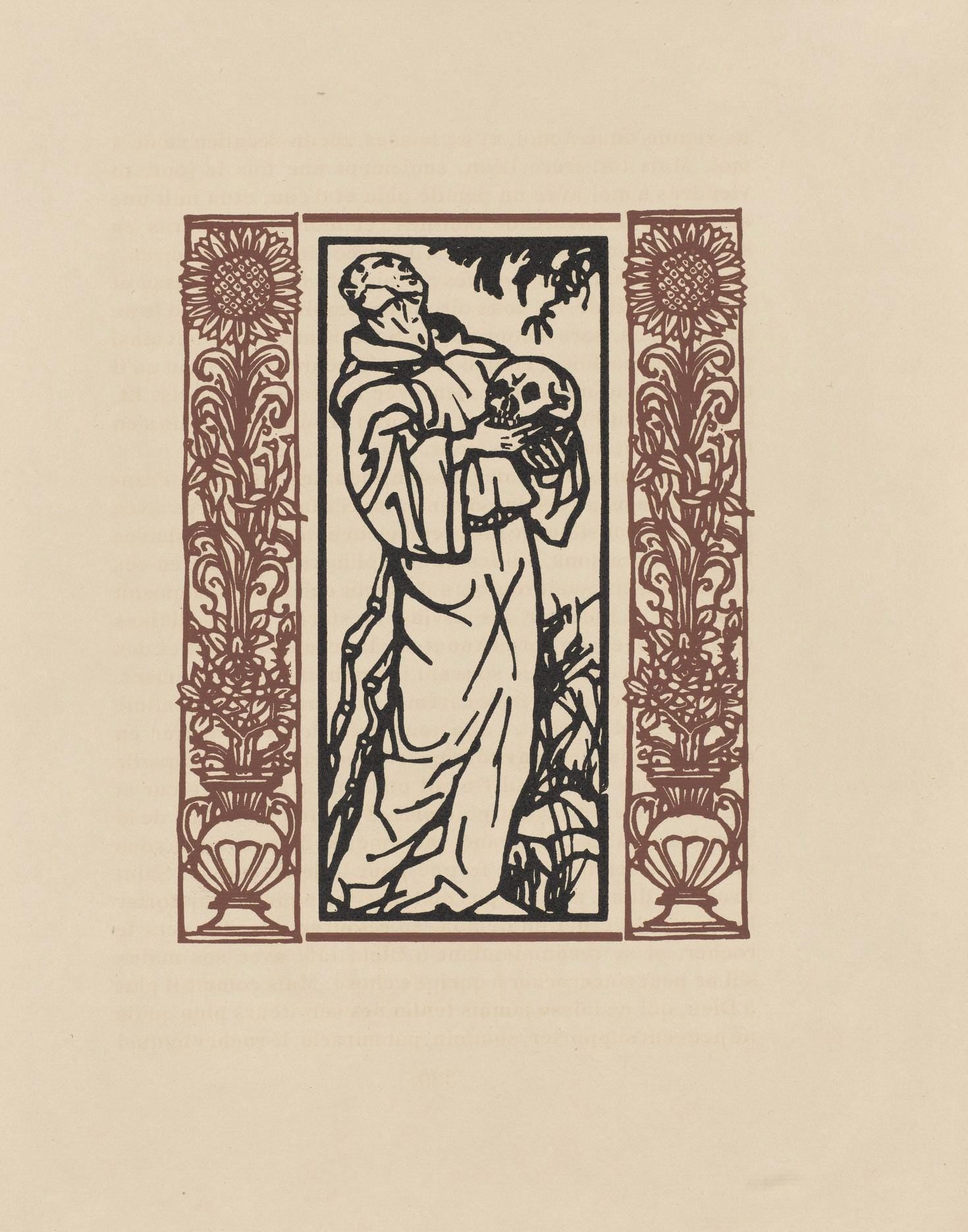 Émile Bernard, Composition (Morane, No. 100), Les Petites Fleurs de St. Françoise, Limited Edition Woodcut