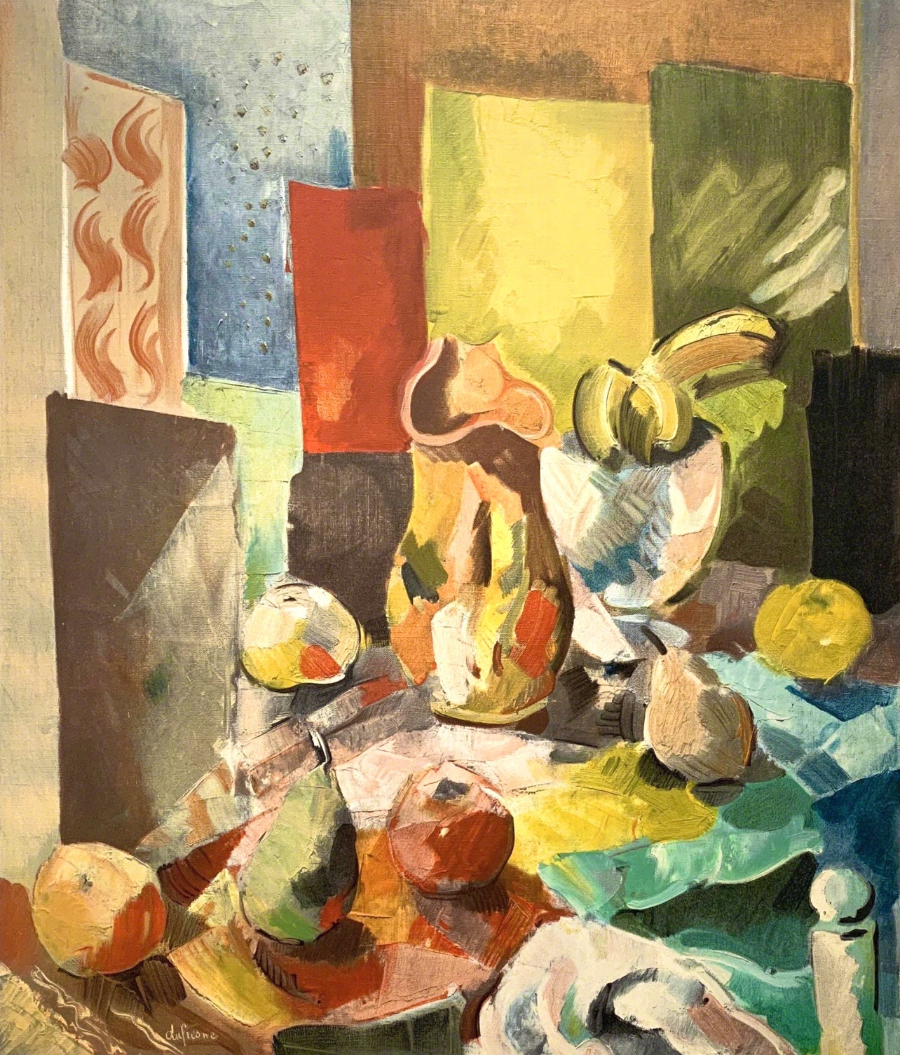Charles Dufresne, Nature Morte a la Nappe de Couleur, Dufresne, Collection Pierre Lévy, Limited Edition Lithograph