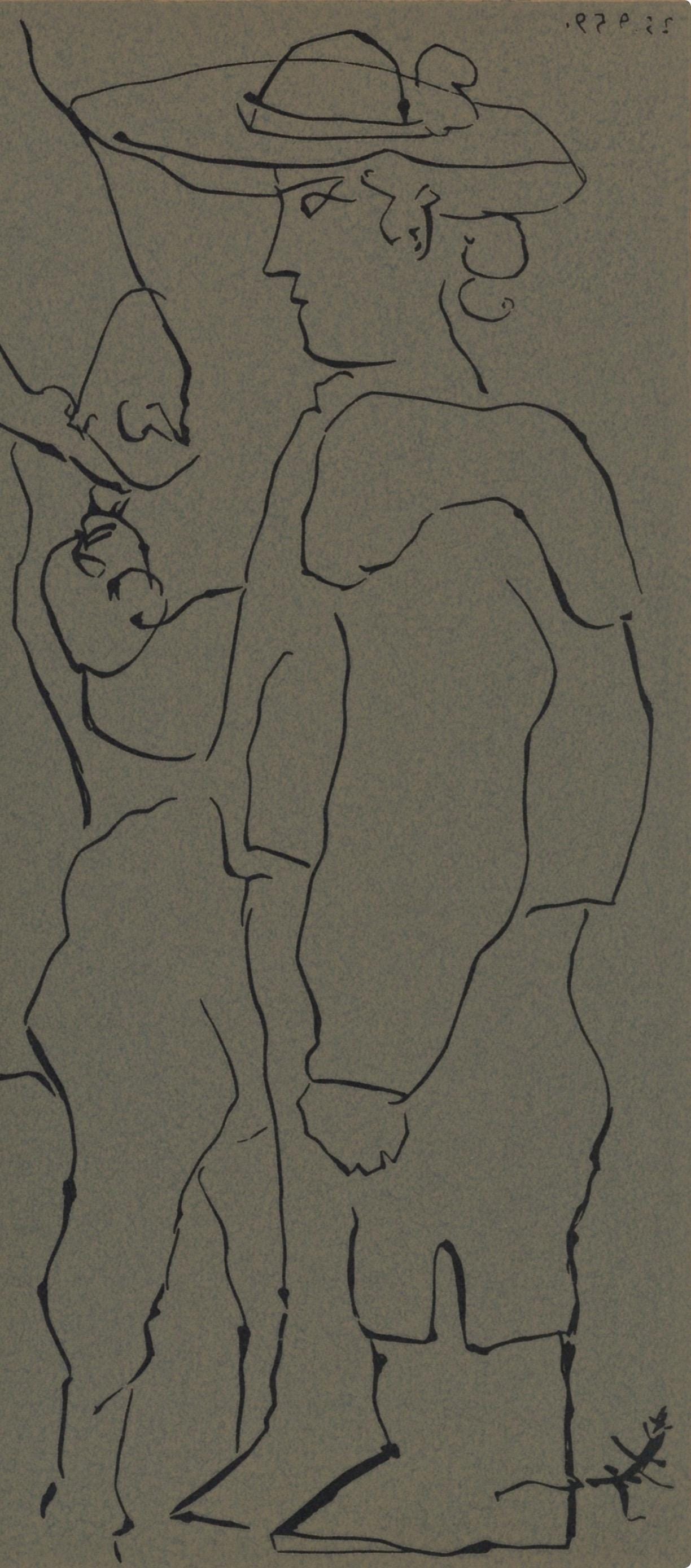 Pablo Picasso, Picador, Woman, and Horse (Orozco 214), Grabados al linóleo, Limited Edition Linocut