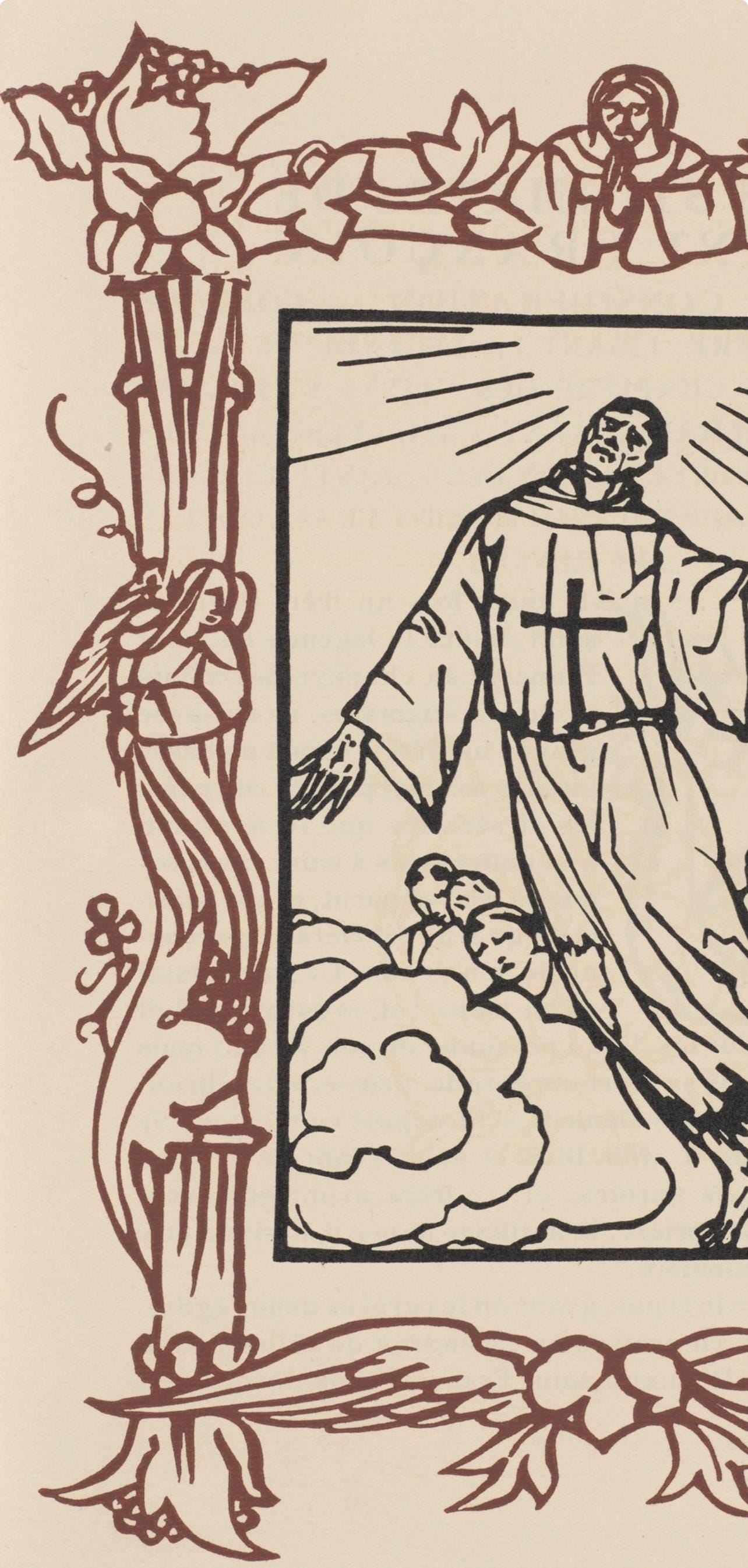 Émile Bernard, Composition (Morane, No. 100), Les Petites Fleurs de St. Françoise, Limited Edition Woodcut