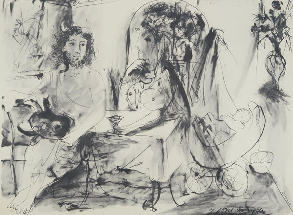 Pablo Picasso, Composition (Orozco 238), Picasso, La flûte double, Limited Edition Lithograph