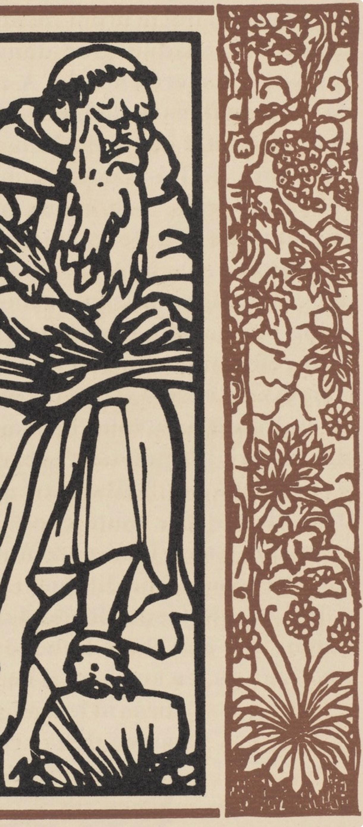 Émile Bernard, Composition (Morane, No. 100), Les Petites Fleurs de St. Françoise, Limited Edition Woodcut