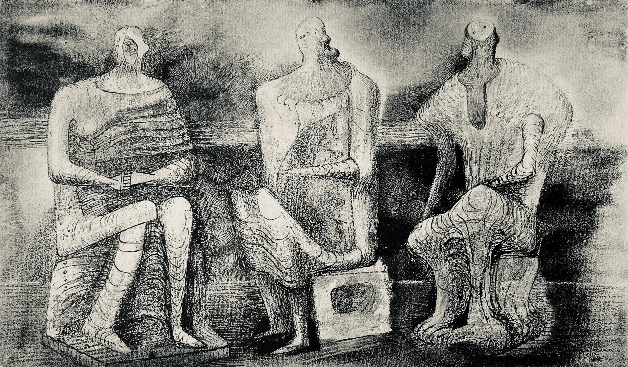 Henry Moore, Seated Figures, The Drawings of Henry Moore, Limited Edition Lithograph