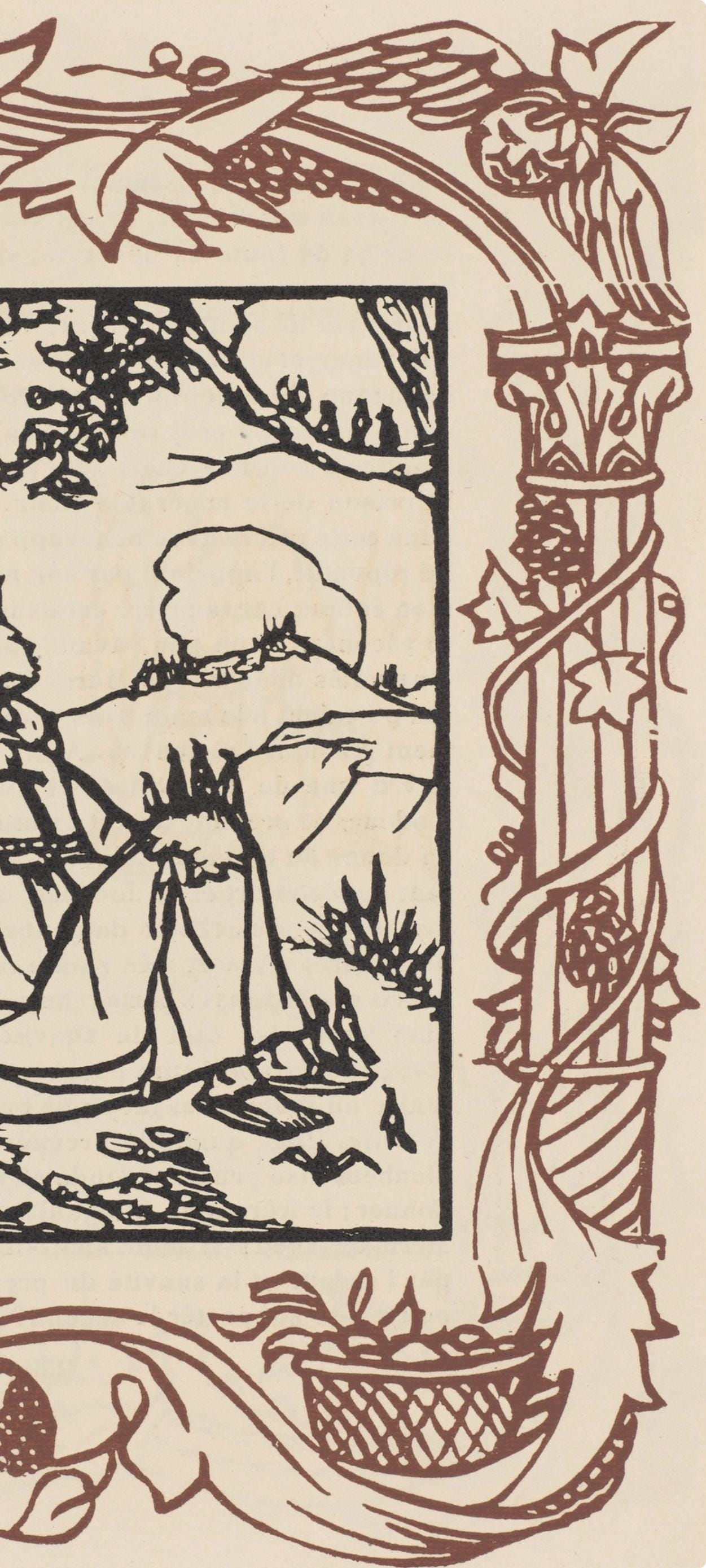 Émile Bernard, Composition (Morane, No. 100), Les Petites Fleurs de St. Françoise, Limited Edition Woodcut