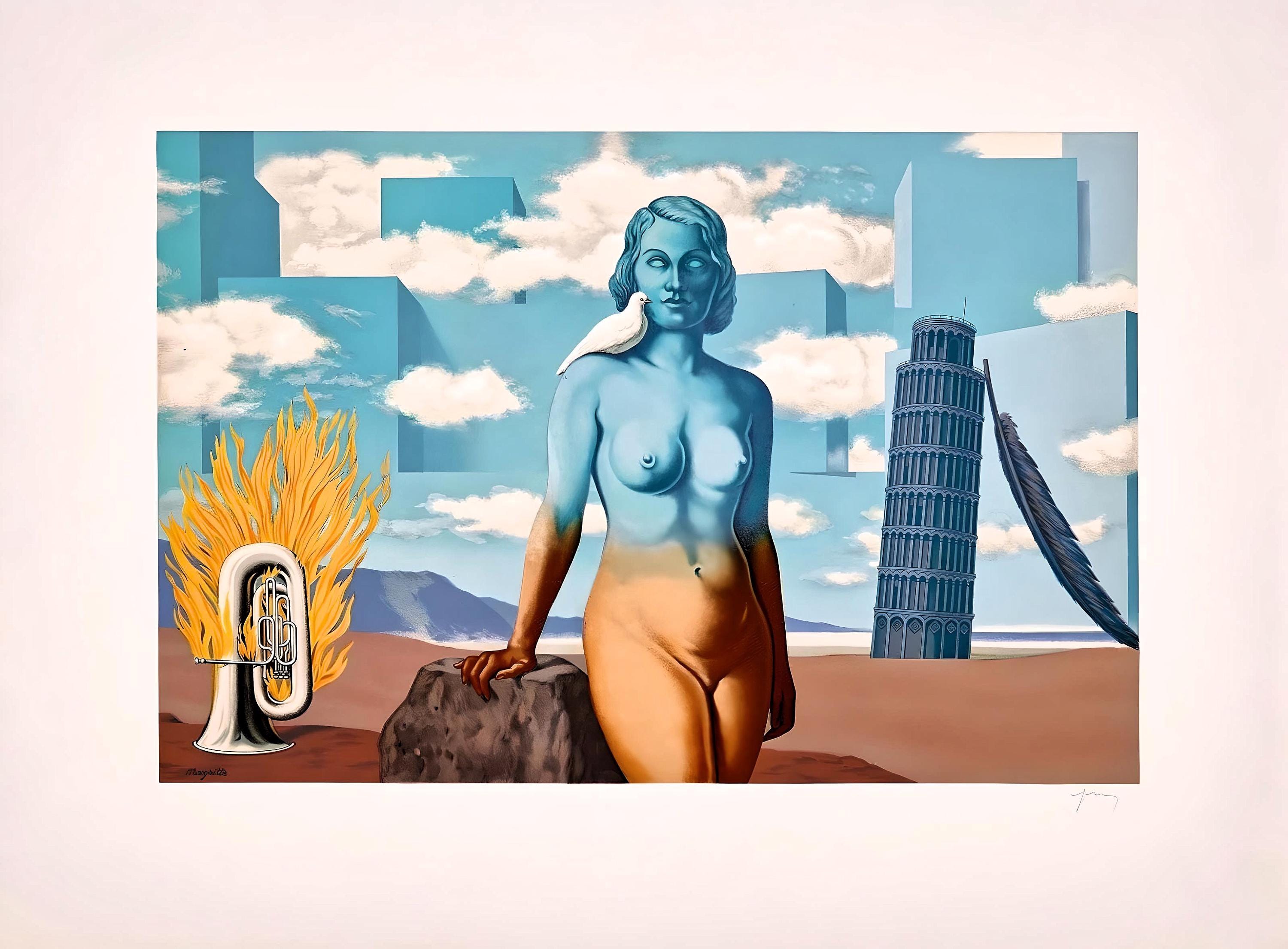 René Magritte, Un Bombardon Libère son Bouquet de Flammes, Les Enfants Trouvés de Magritte, Limited Edition Lithograph