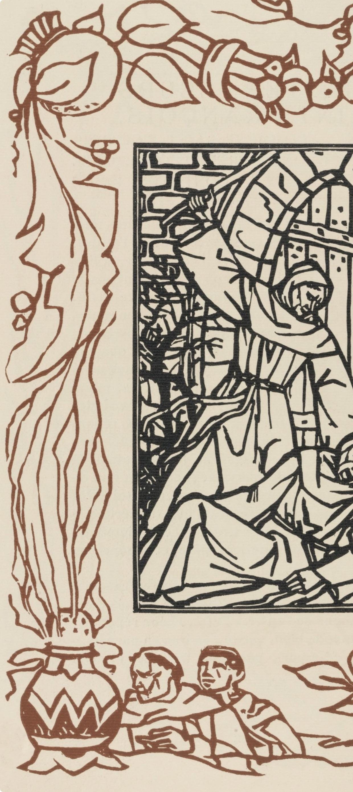 Émile Bernard, Composition (Morane, No. 100), Les Petites Fleurs de St. Françoise, Limited Edition Woodcut