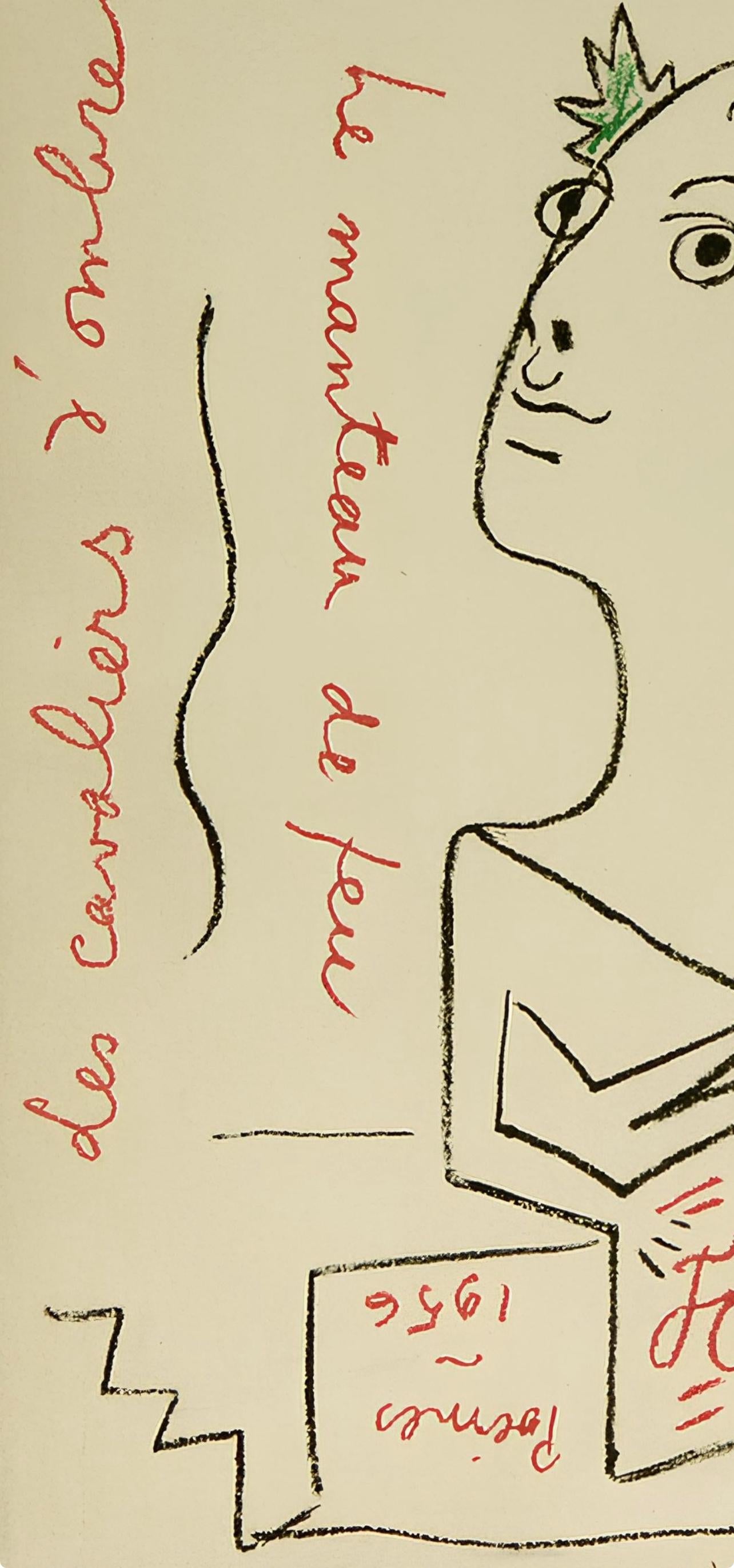 Jean Cocteau, Composition, Sous le Manteau de Feu, Limited Edition Lithograph