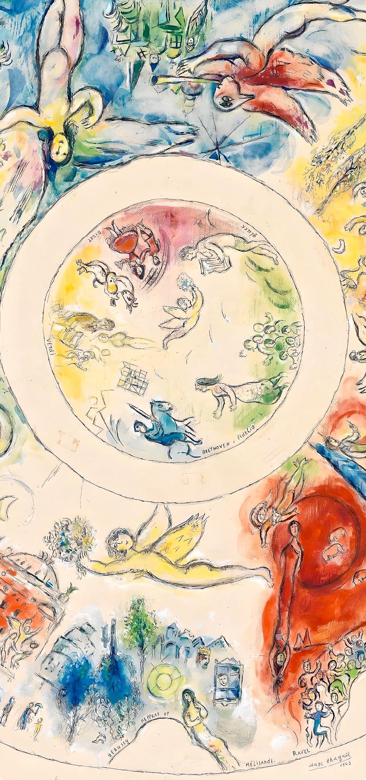 Marc Chagall, Composition (Cramer 61), Le Plafond de l'Opéra de Paris, Limited Edition Lithograph