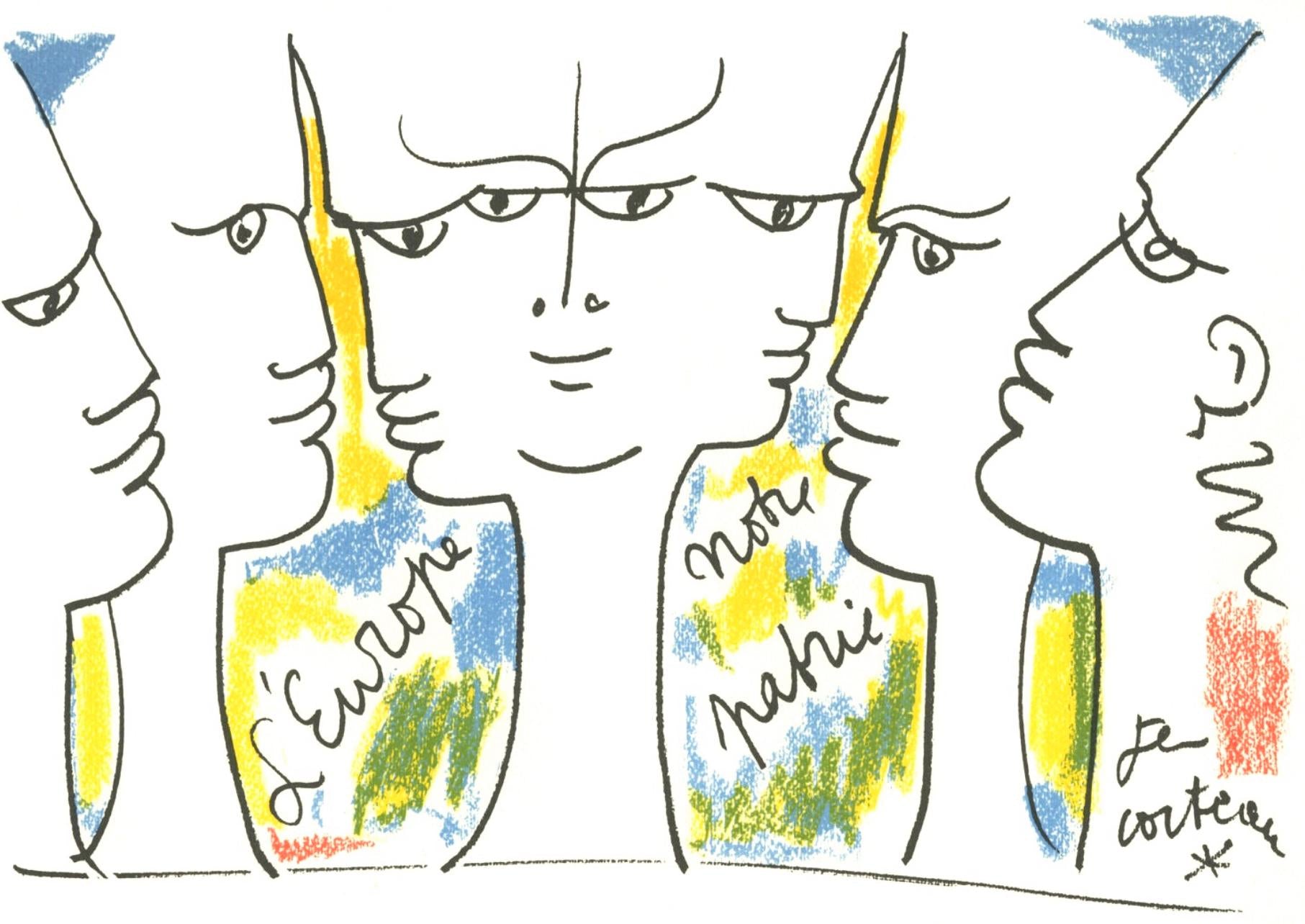 Jean Cocteau, Composition, Nous croyons en l'Europe, Limited Edition Silkscreen