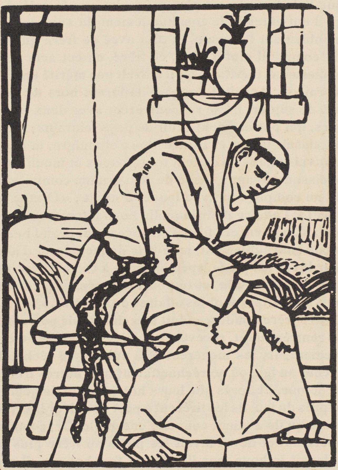Émile Bernard, Composition (Morane, No. 100), Les Petites Fleurs de St. Françoise, Limited Edition Woodcut