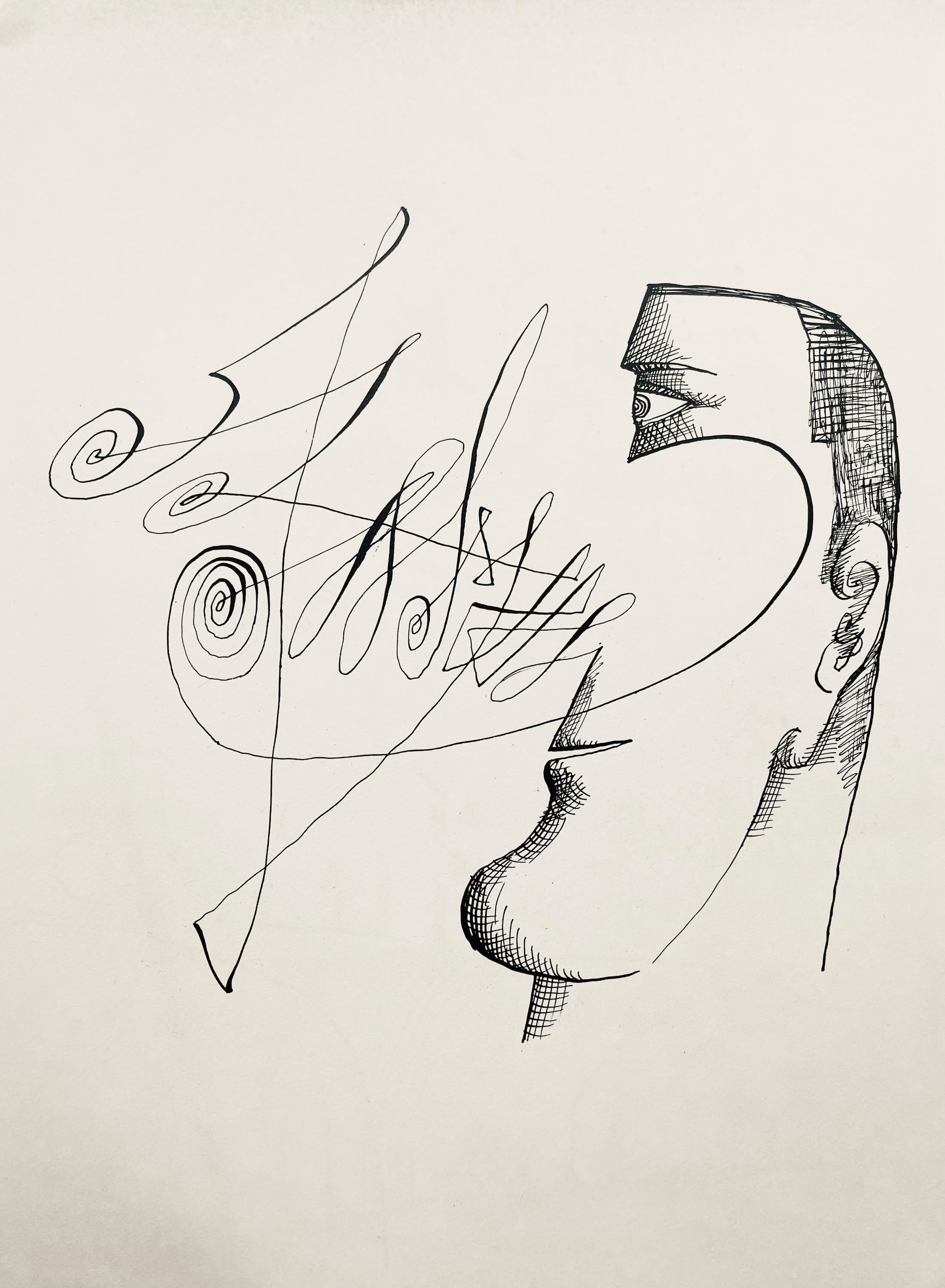 Saul Steinberg, Composition, Derrière le miroir, Limited Edition Lithograph