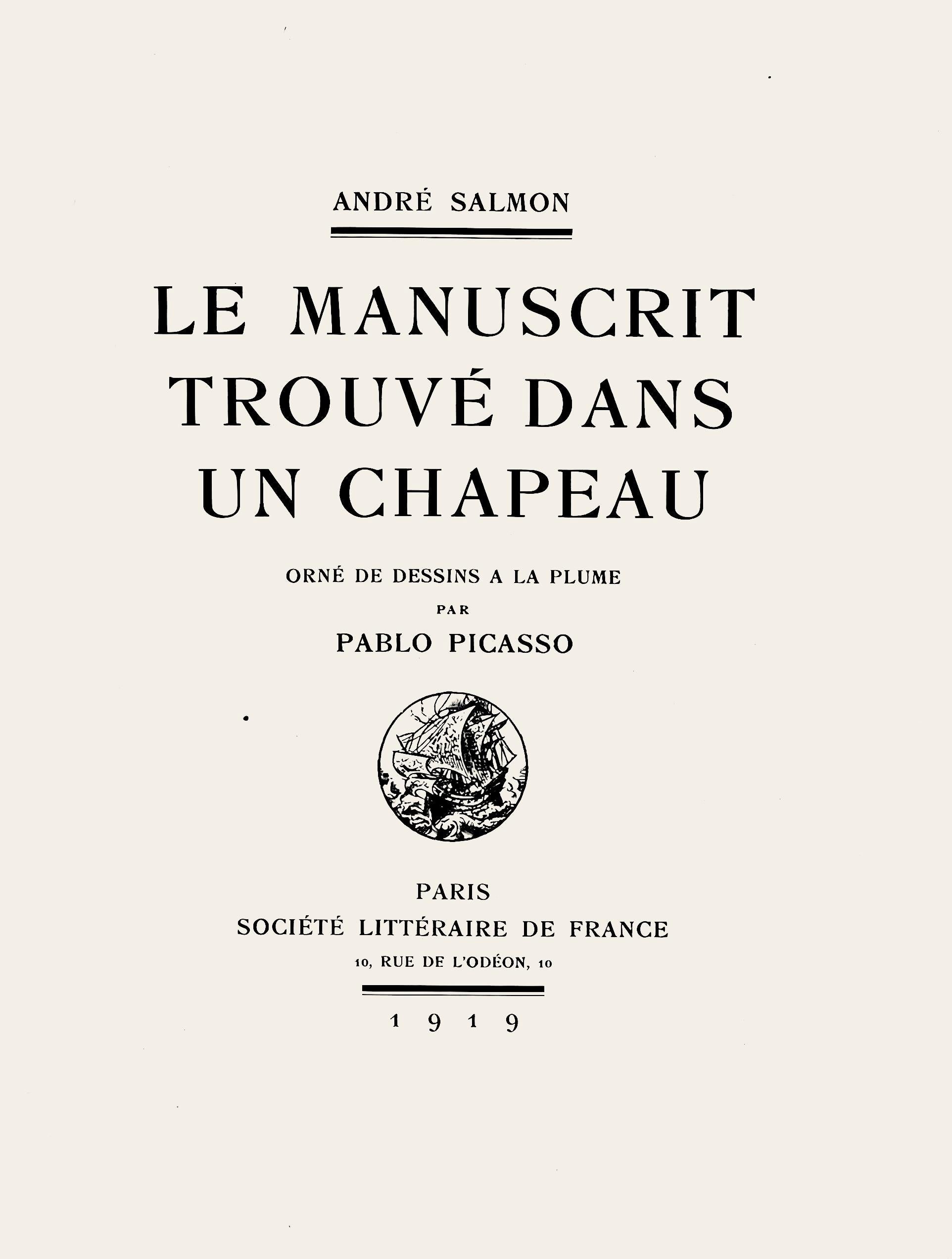 Pablo Picasso, Composition (Hodorisch B2), Le manuscrit trouvé dans un chapeau, Limited Edition Lithograph