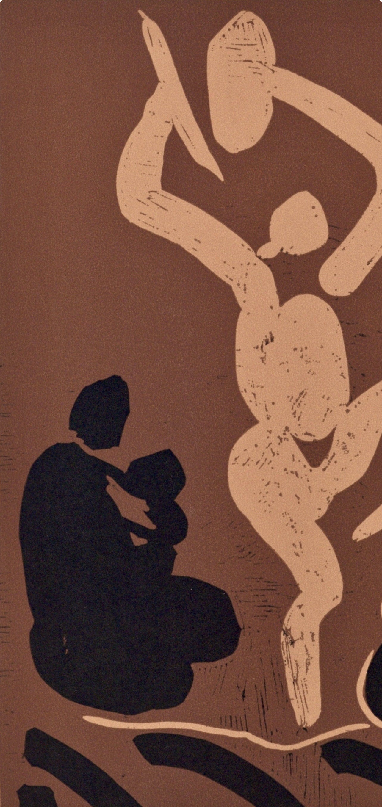 Pablo Picasso, Bacchanal, Seated Woman Holding a Baby (Orozco 214), Grabados al linóleo, Limited Edition Linocut