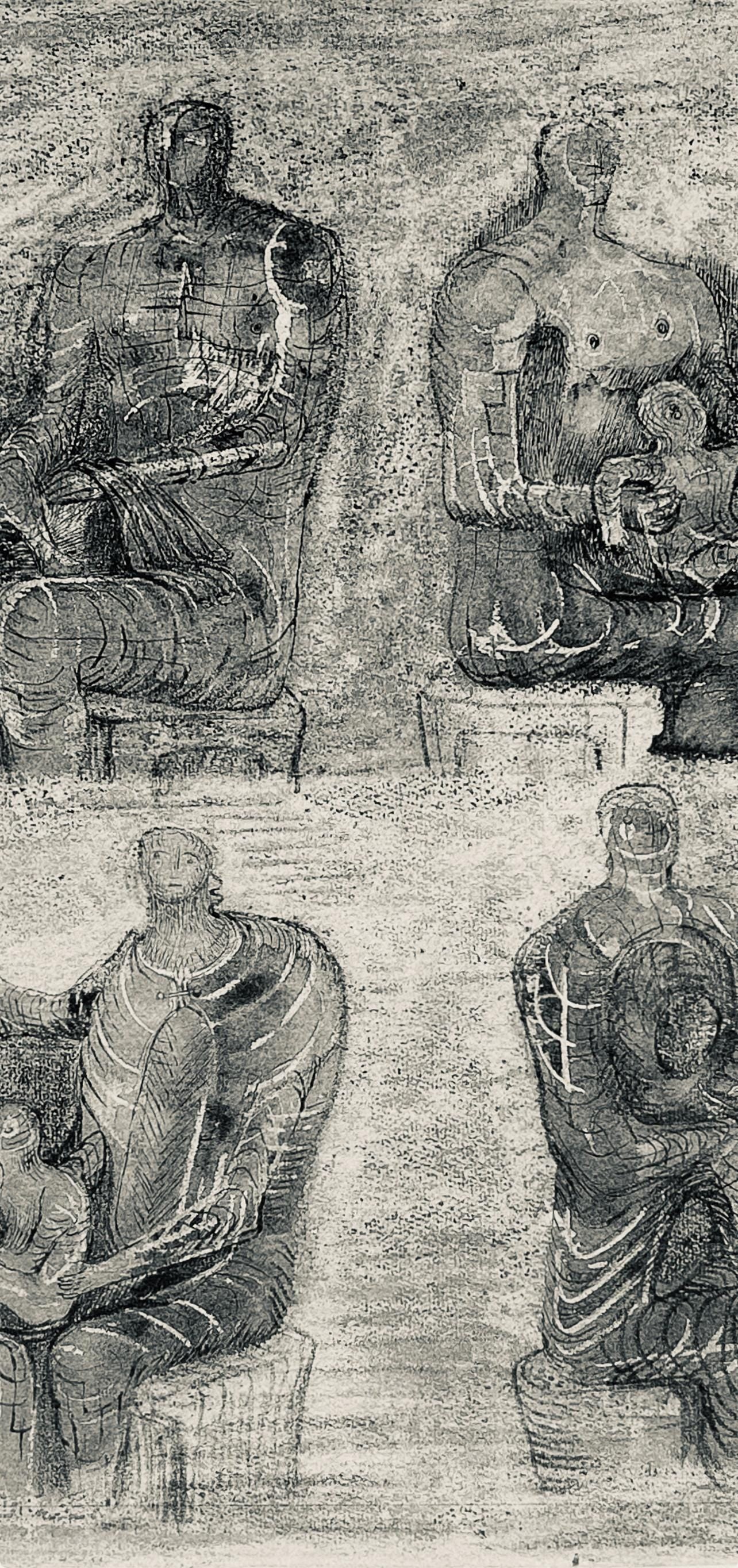Henry Moore, Studies for Family Group, The Drawings of Henry Moore, Limited Edition Lithograph