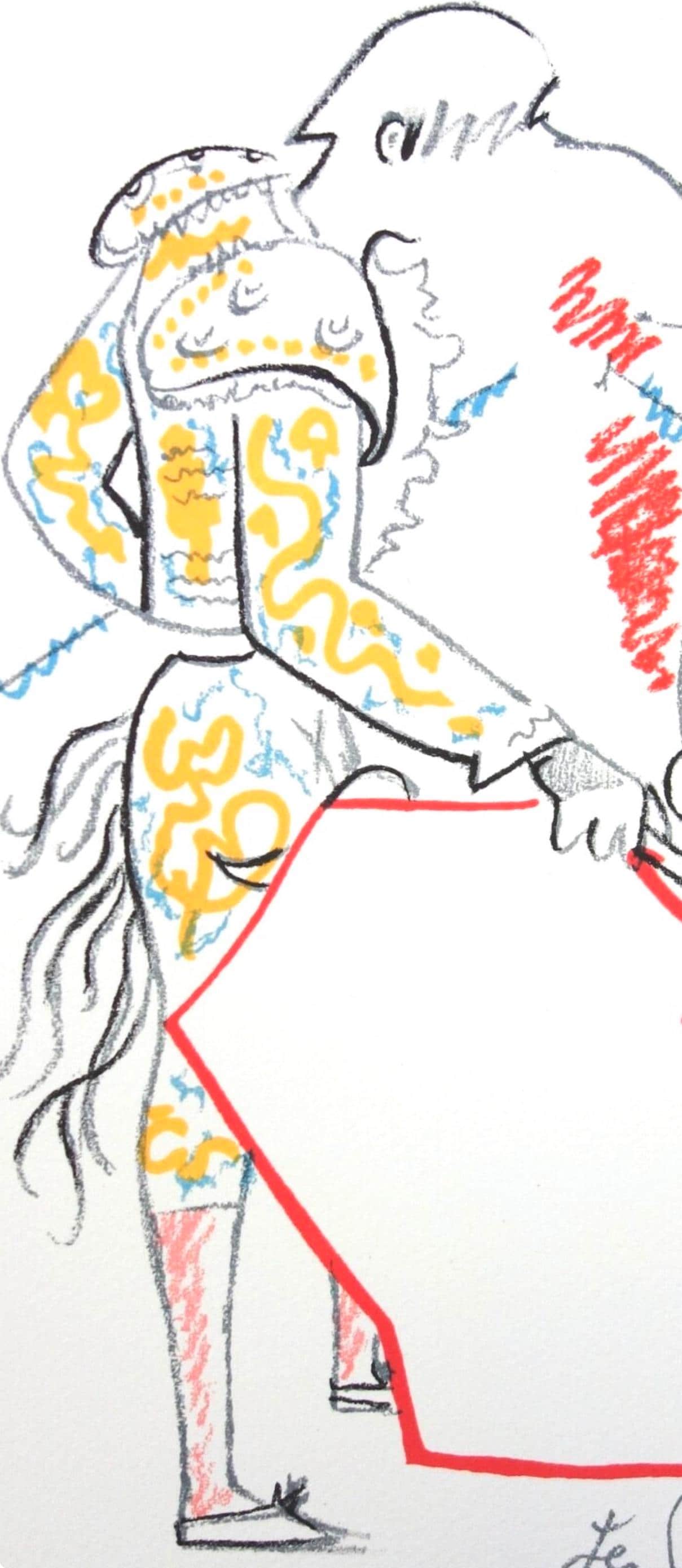 Jean Cocteau, Composition, Taureaux, Limited Edition Lithograph