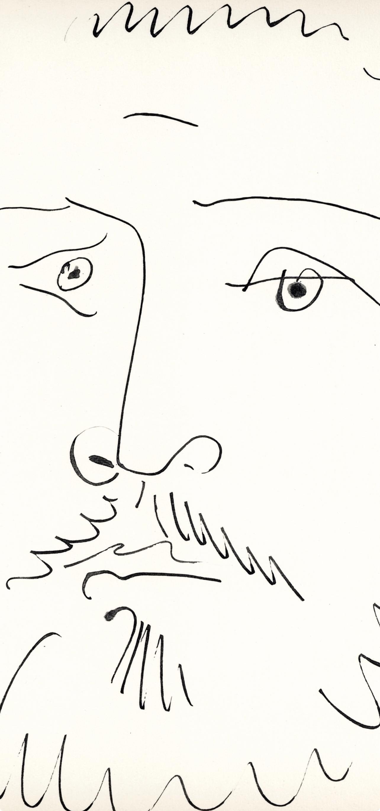 Pablo Picasso, Visage d'homme barbu, de face (Cramer No. 84), 40 dessins de Picasso en marge du Buffon, Limited Edition Lithograph