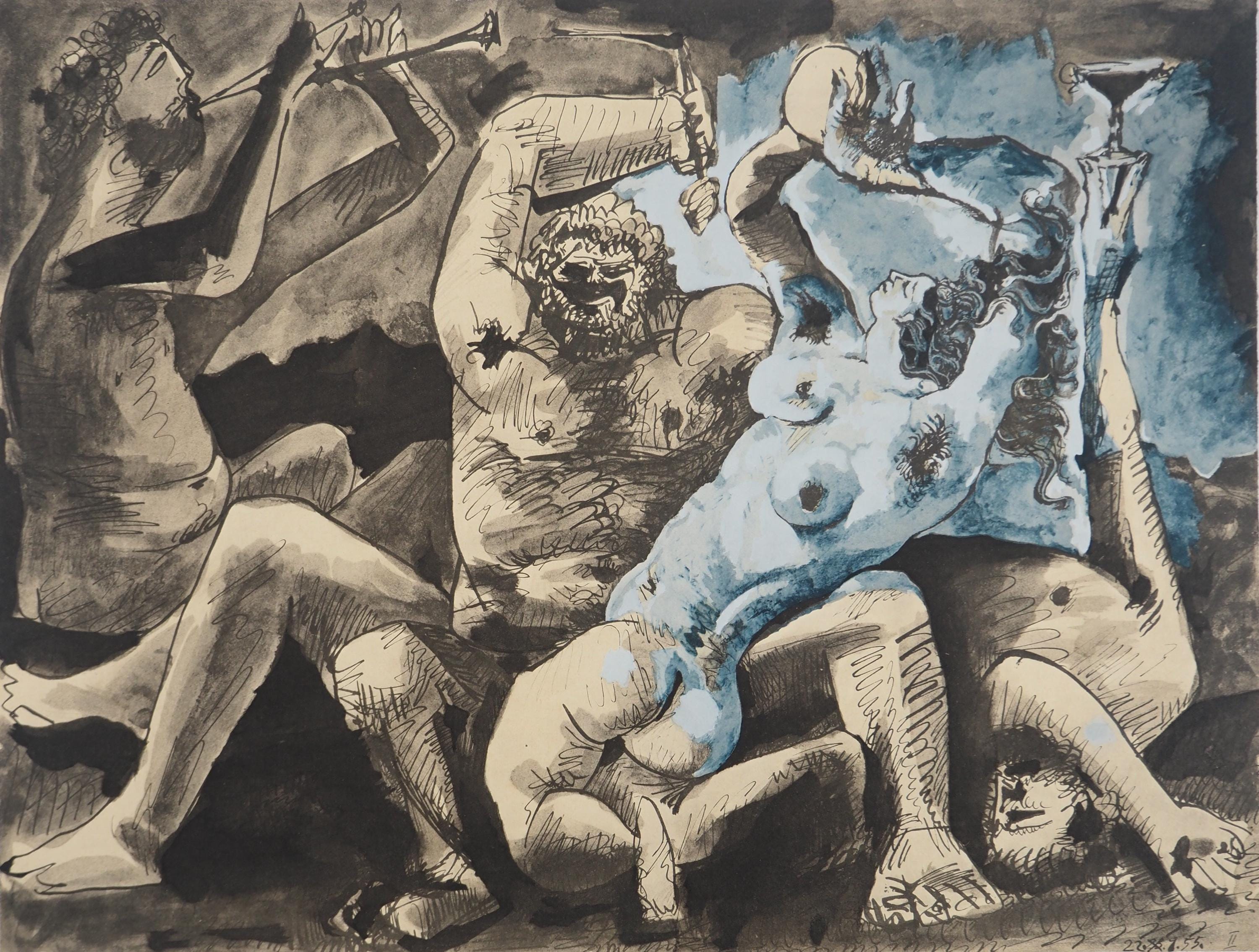 Pablo Picasso, Composition (Orozco 238), Picasso, La flûte double, Limited Edition Lithograph