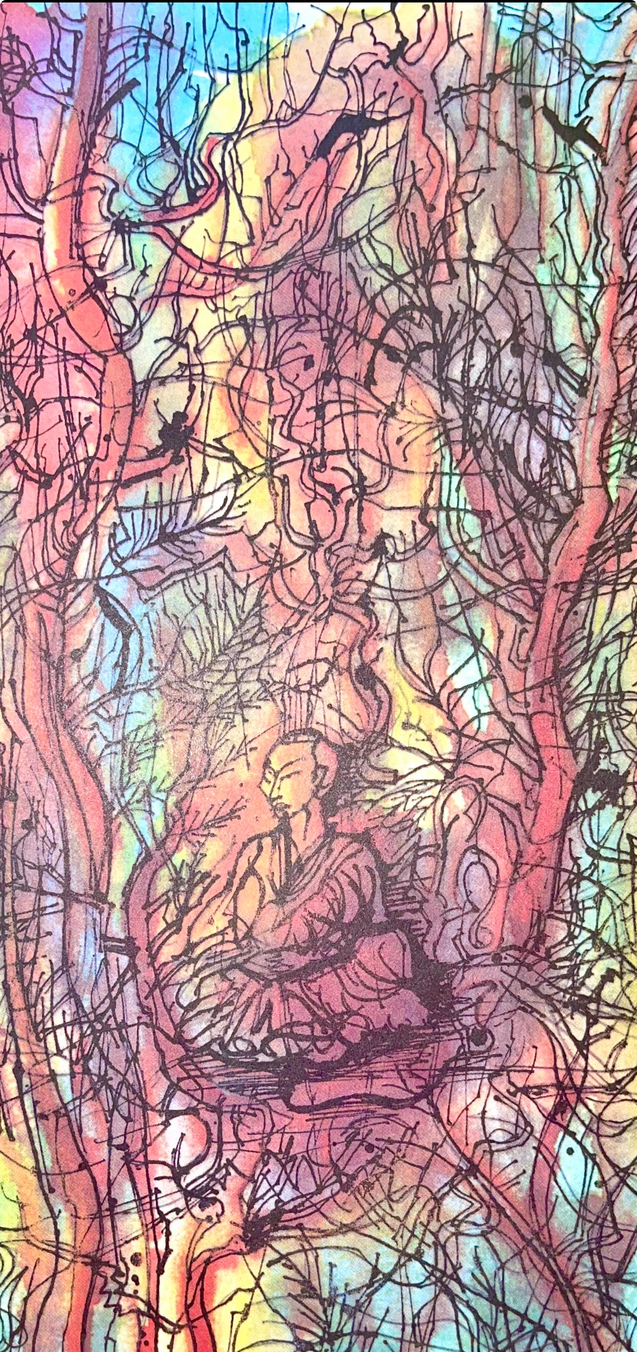 Jean Carzou, Composition, Ce Panorama du Bouddhisme, Limited Edition Lithograph