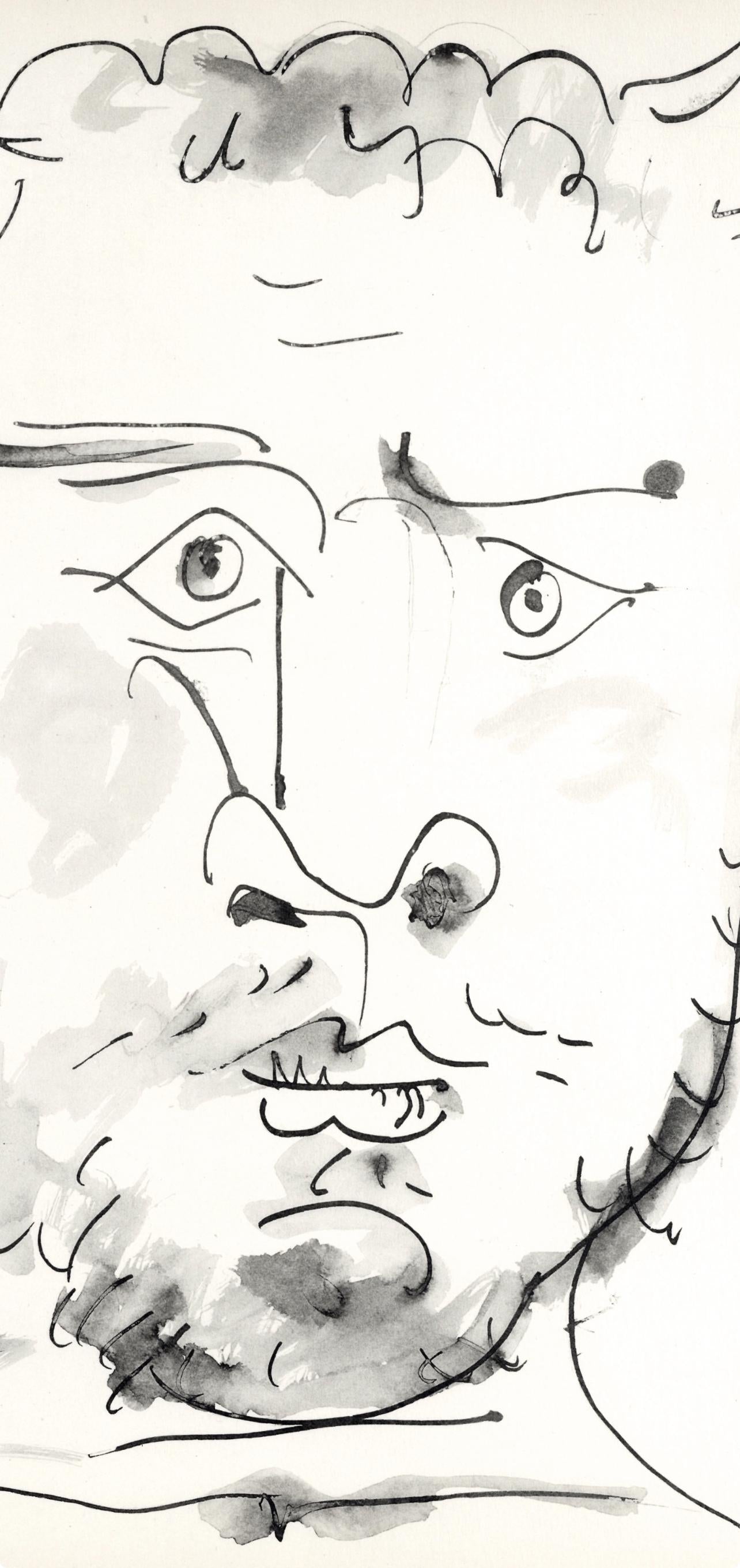 Pablo Picasso, Visage de faune (Cramer No. 84), 40 dessins de Picasso en marge du Buffon, Limited Edition Lithograph