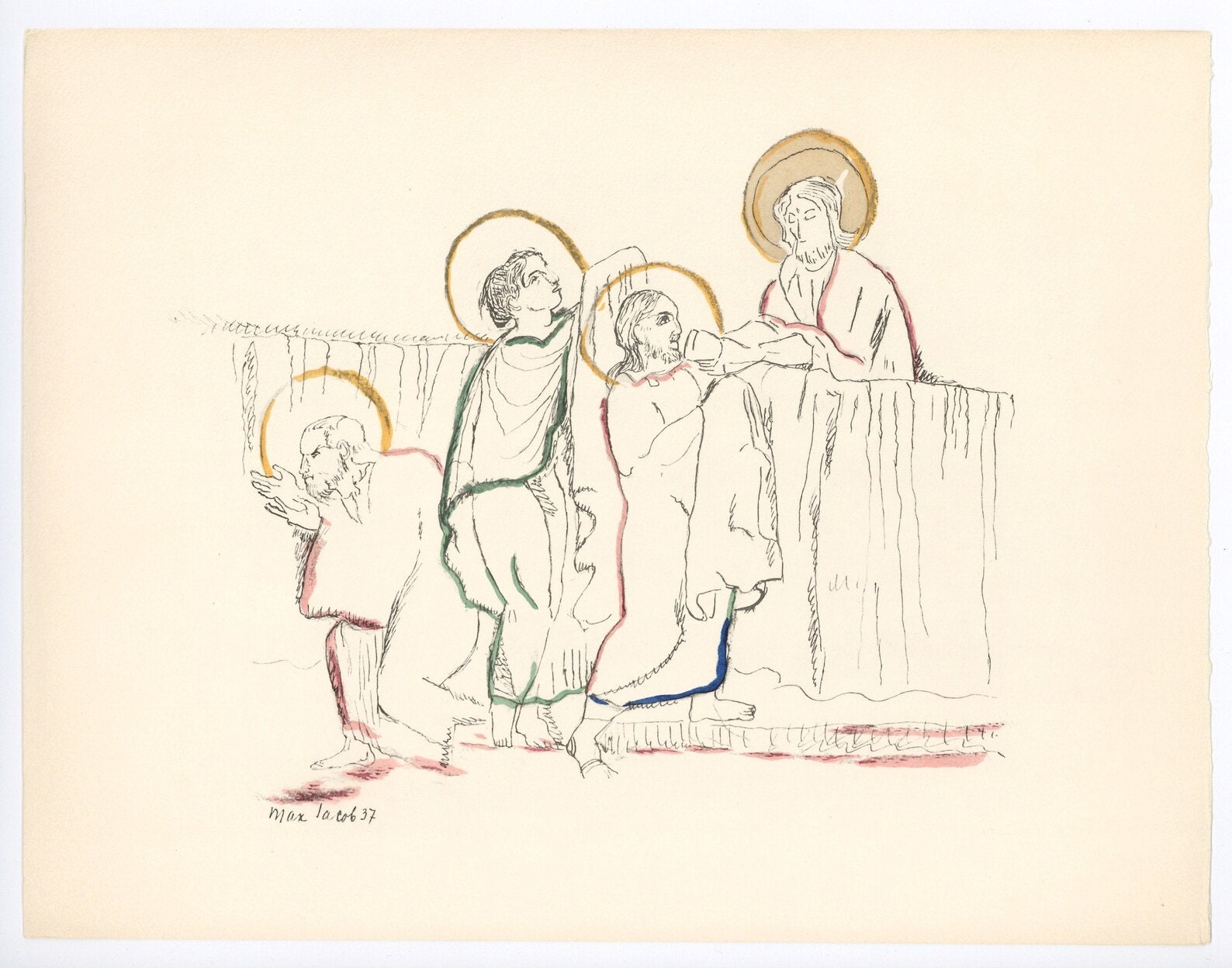 Max Jacob, Le vin de la Cène, Vins, Fleurs et Flammes, Limited Edition Lithograph