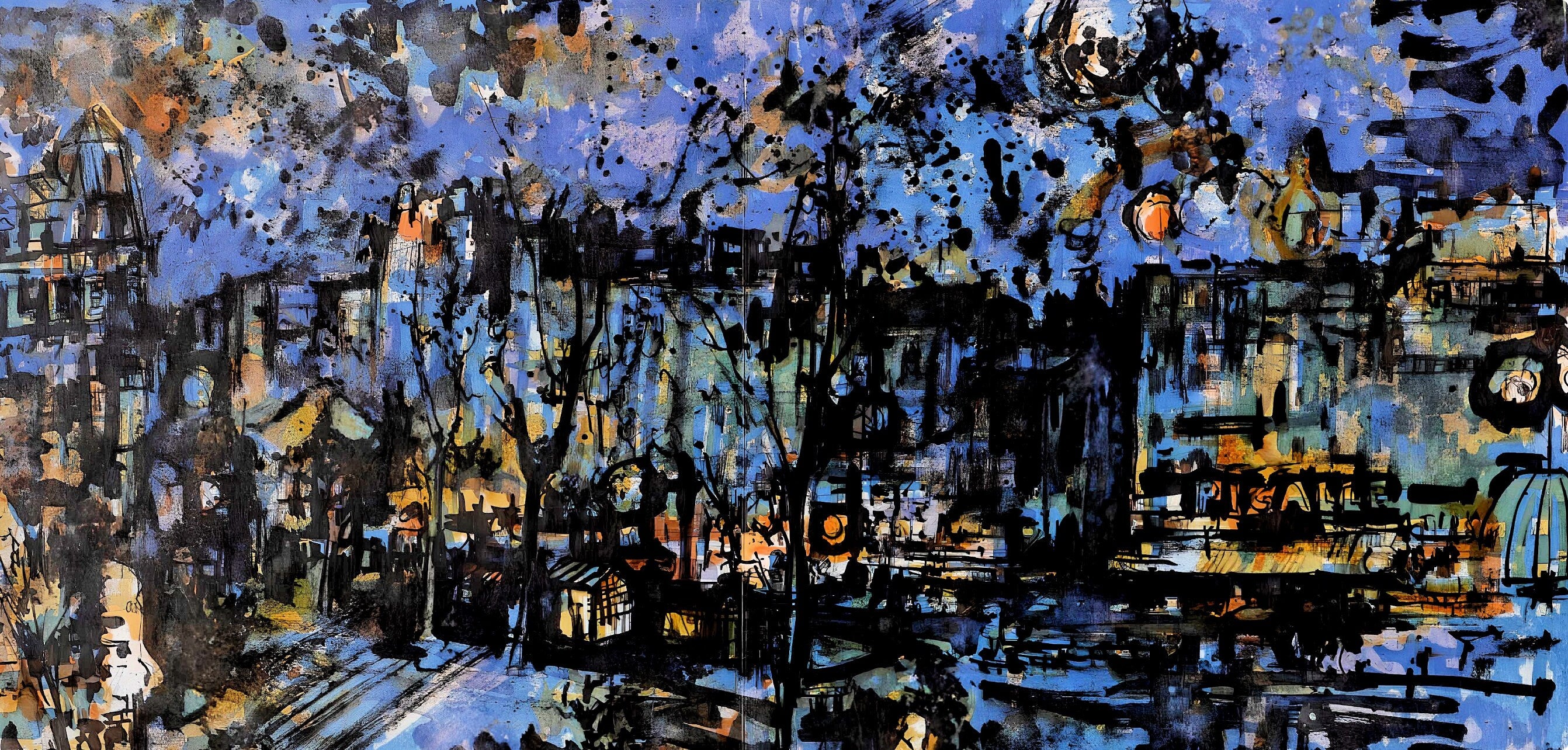Jean Yves Commère, Place Pigalle la nuit, Panorama de Paris, Au Temps de Paris Seine, Limited Edition Lithograph