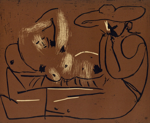 Pablo Picasso, The Aubade with Harmonica Player (Orozco 214), Grabados al linóleo, Limited Edition Linocut