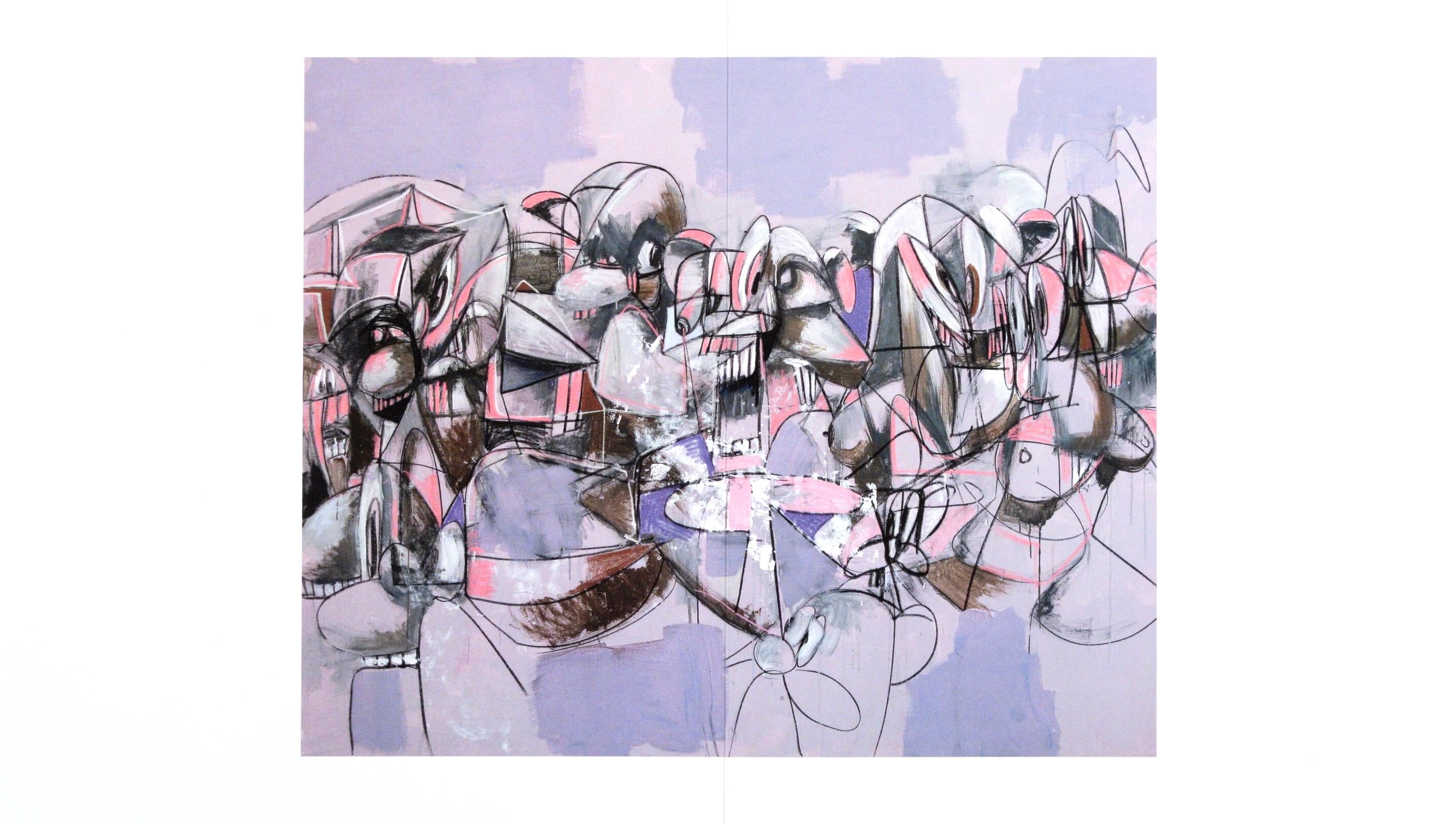 George Condo, Purple Compression, Drawing Paintings, Limited Edition Four Color Process Print
