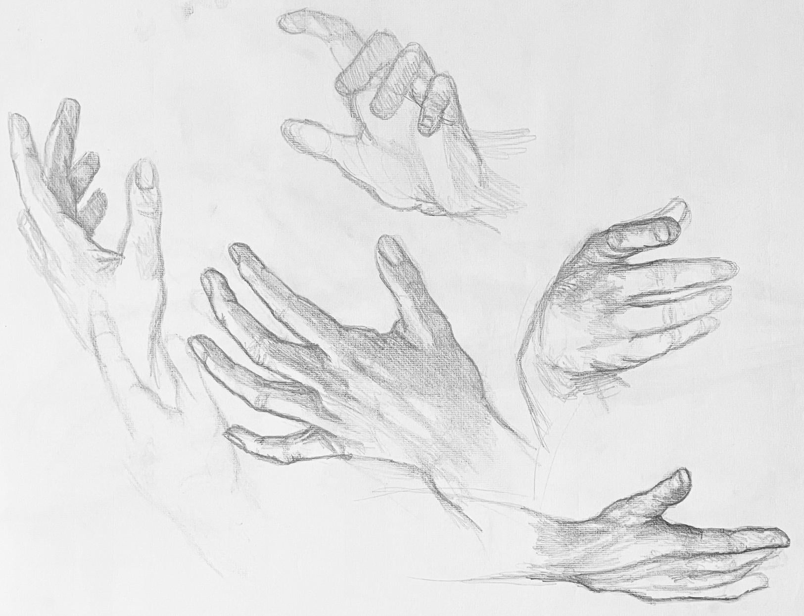 Ian Hornak, Renaissance Hand Figure Study, 1963, Original Drawing