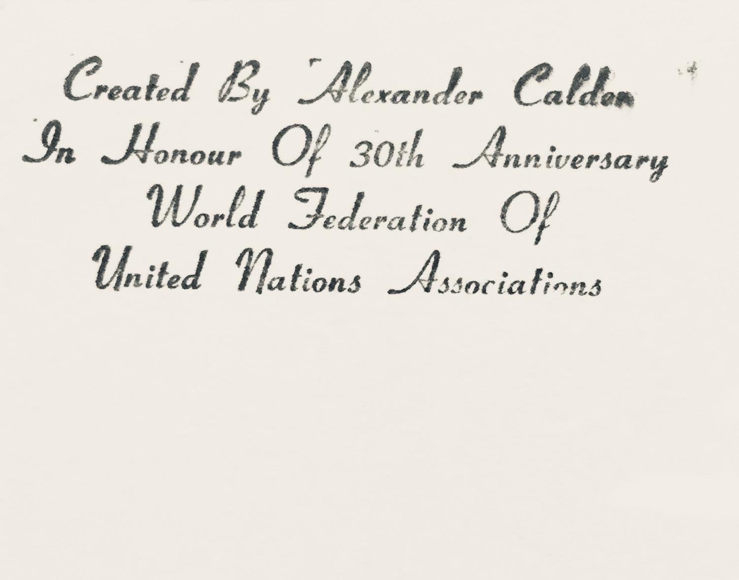 Alexander Calder, Composition, World Federation of United Nations Associations, Limited Edition Lithograph