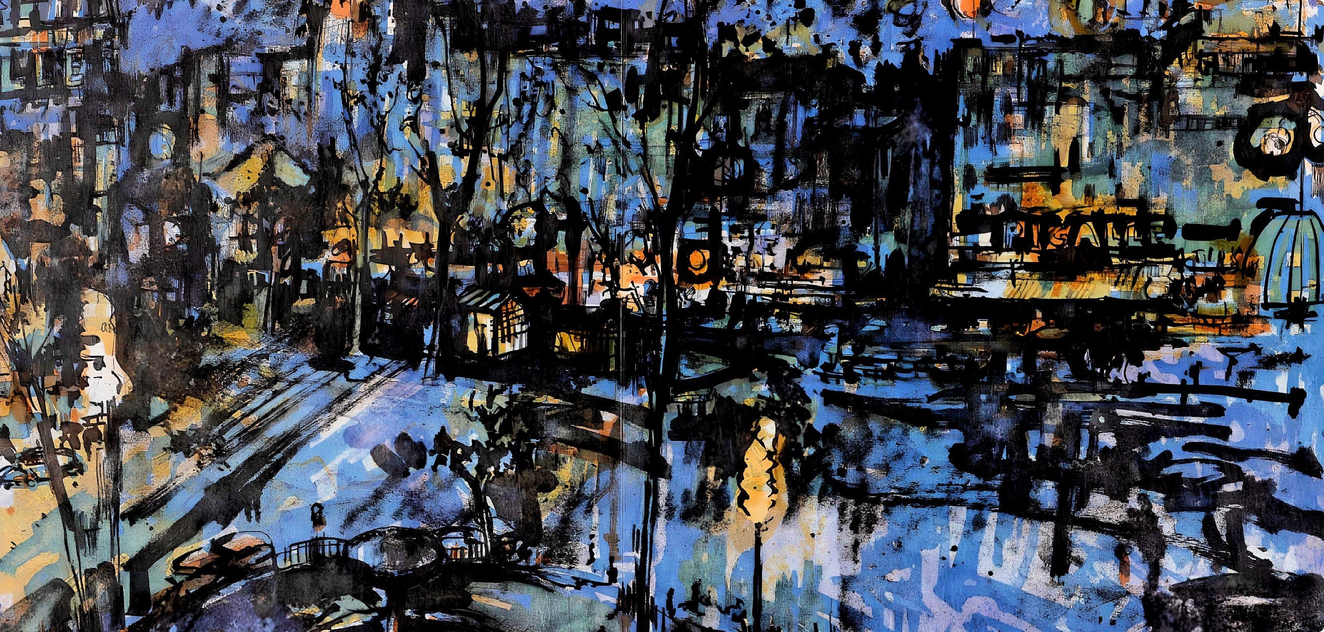 Jean Yves Commère, Place Pigalle la nuit, Panorama de Paris, Au Temps de Paris Seine, Limited Edition Lithograph
