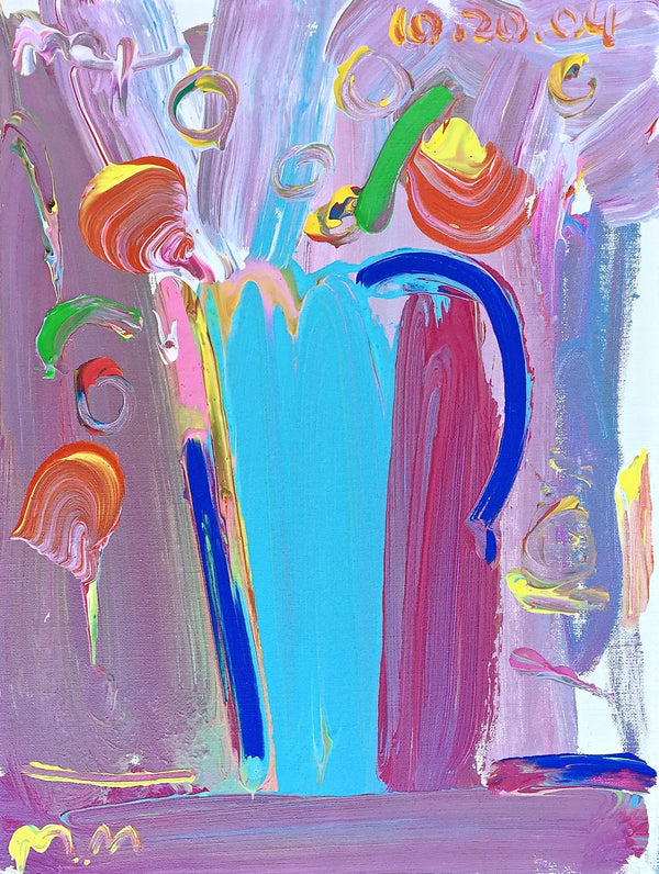 Peter Max, Flower Vase, Hand Signed, Acrylic Painting