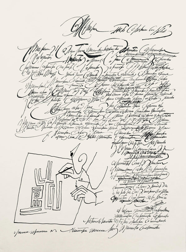 Saul Steinberg, Composition, Derrière le miroir, Limited Edition Lithograph