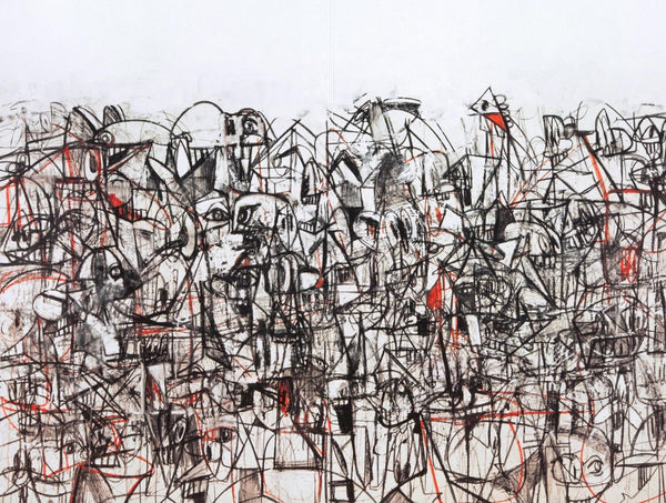 George Condo, Black and Red Compression, Drawing Paintings, Limited Edition Four Color Process Print