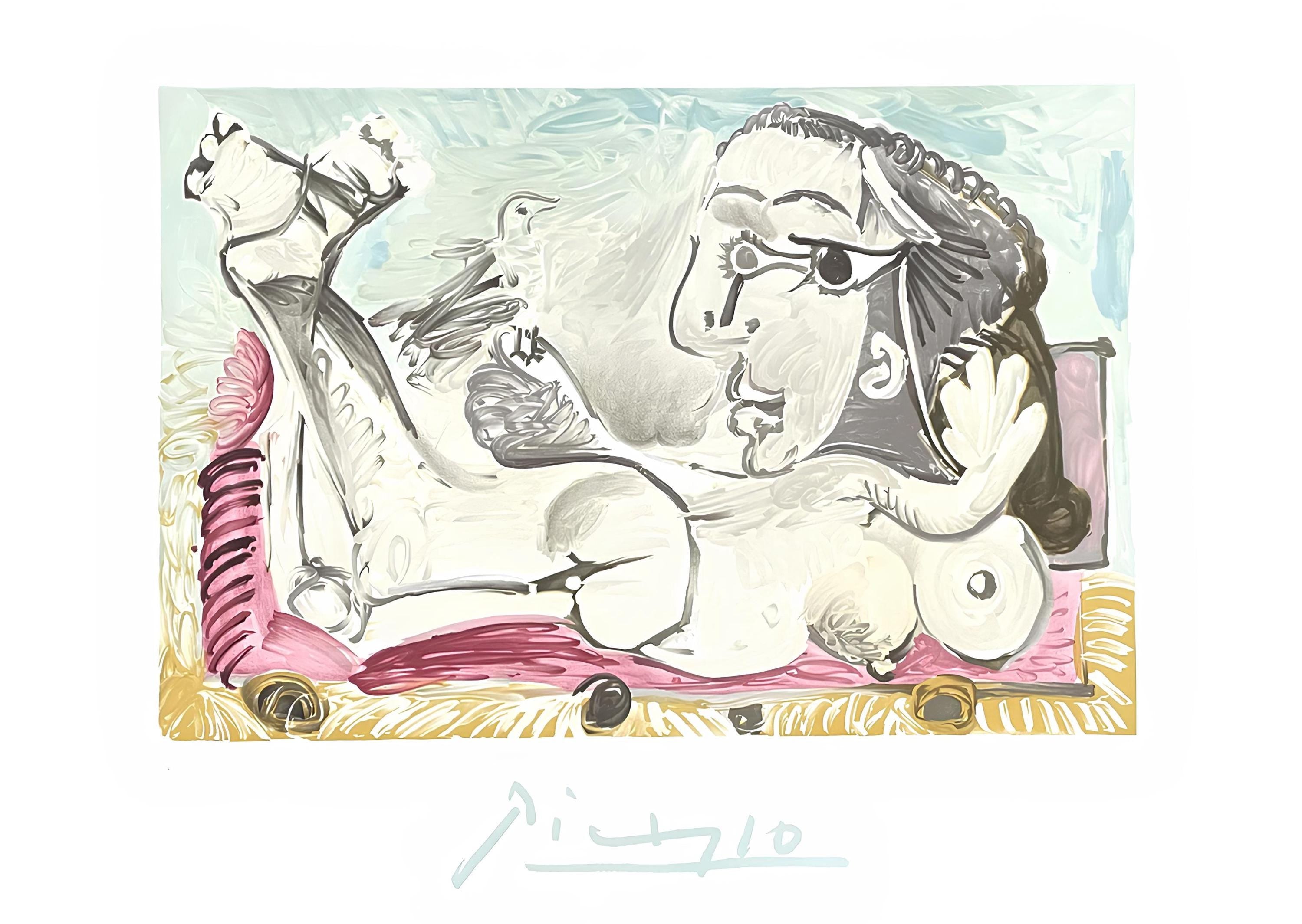 Pablo Picasso, Femme Couchée à L'Oiseau, Marina Picasso Collection, Official Limited Edition Lithograph