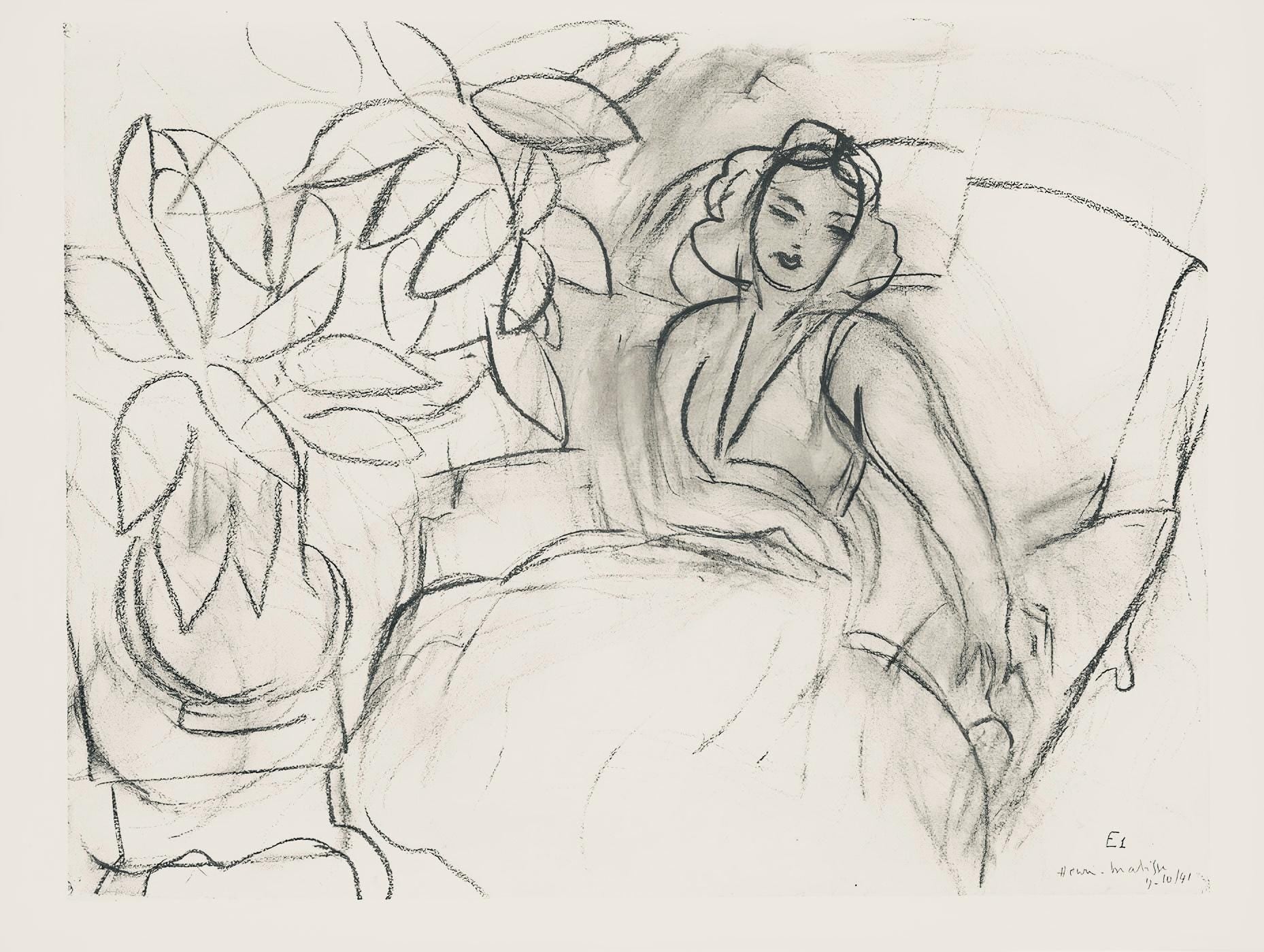 Henri Matisse, Série E, var. 1 (Duthuit 9), Henri Matisse, Dessins, Thèmes et variations, Limited Edition Lithograph