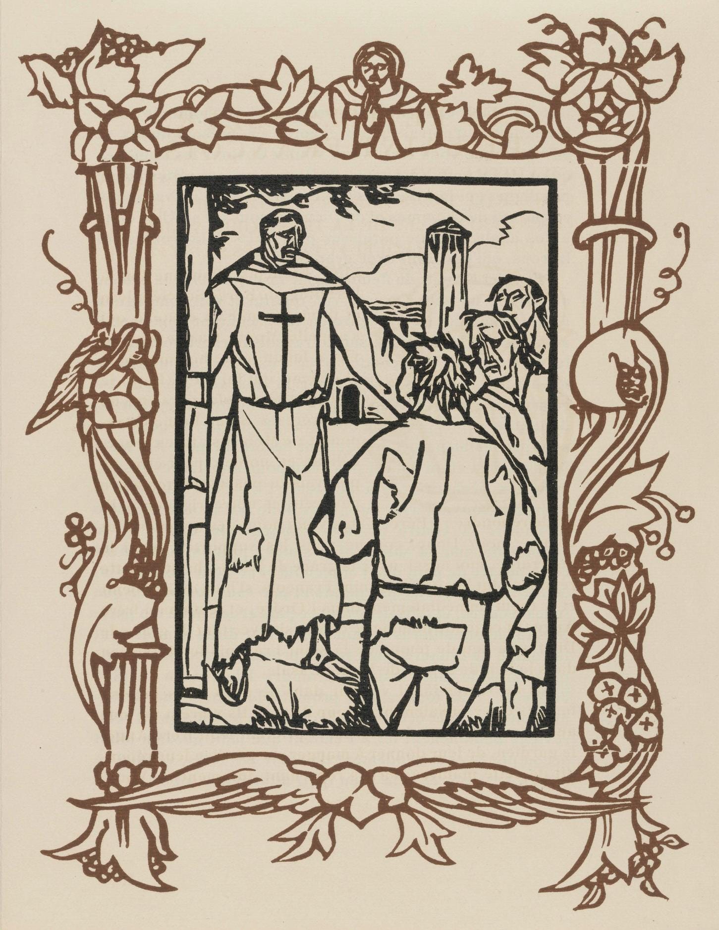Émile Bernard, Composition (Morane, No. 100), Les Petites Fleurs de St. Françoise, Limited Edition Woodcut