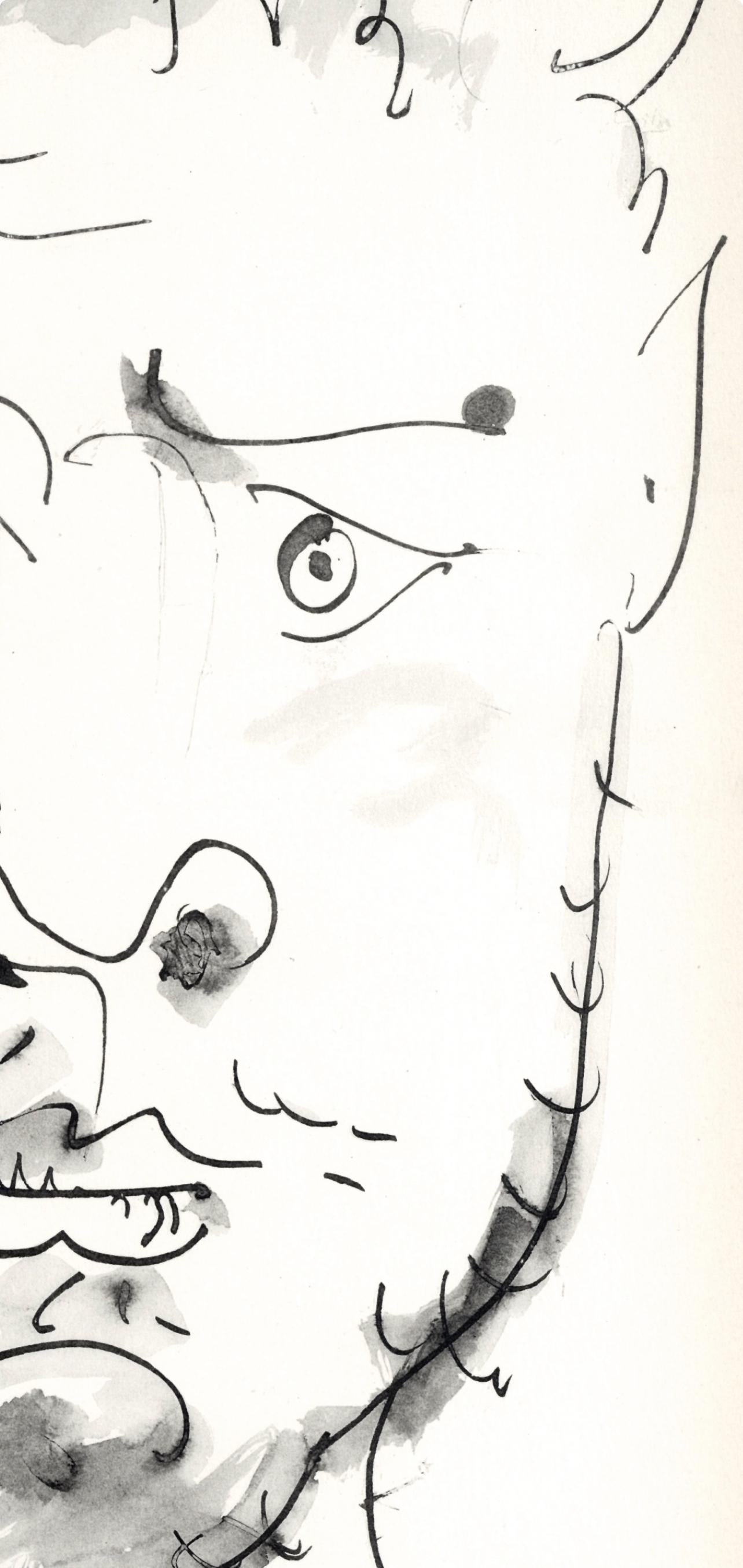 Pablo Picasso, Visage de faune (Cramer No. 84), 40 dessins de Picasso en marge du Buffon, Limited Edition Lithograph