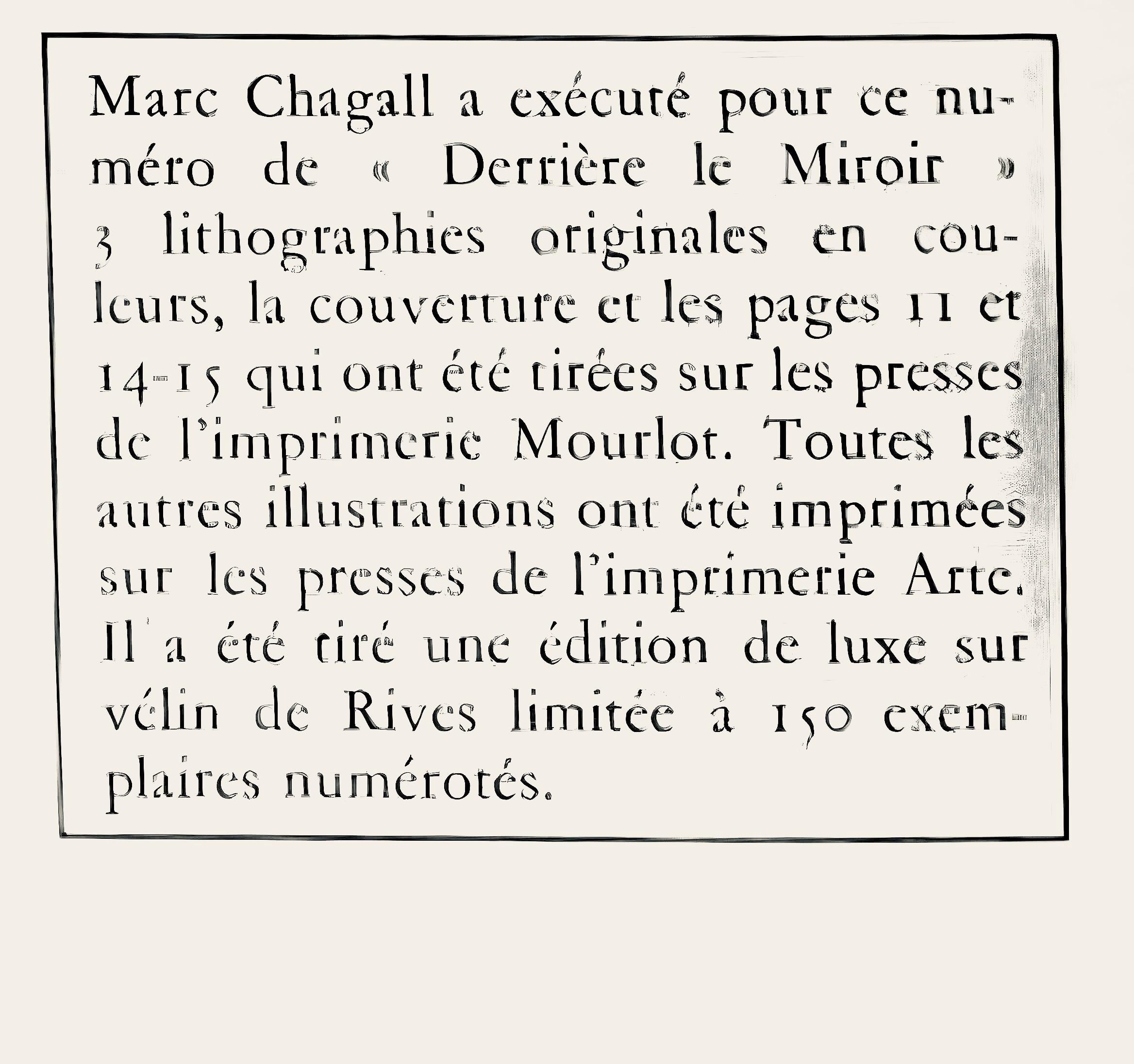Marc Chagall, Composition (Cramer 91; Mourlot 651), Derrière le miroir, Limited Edition Lithograph