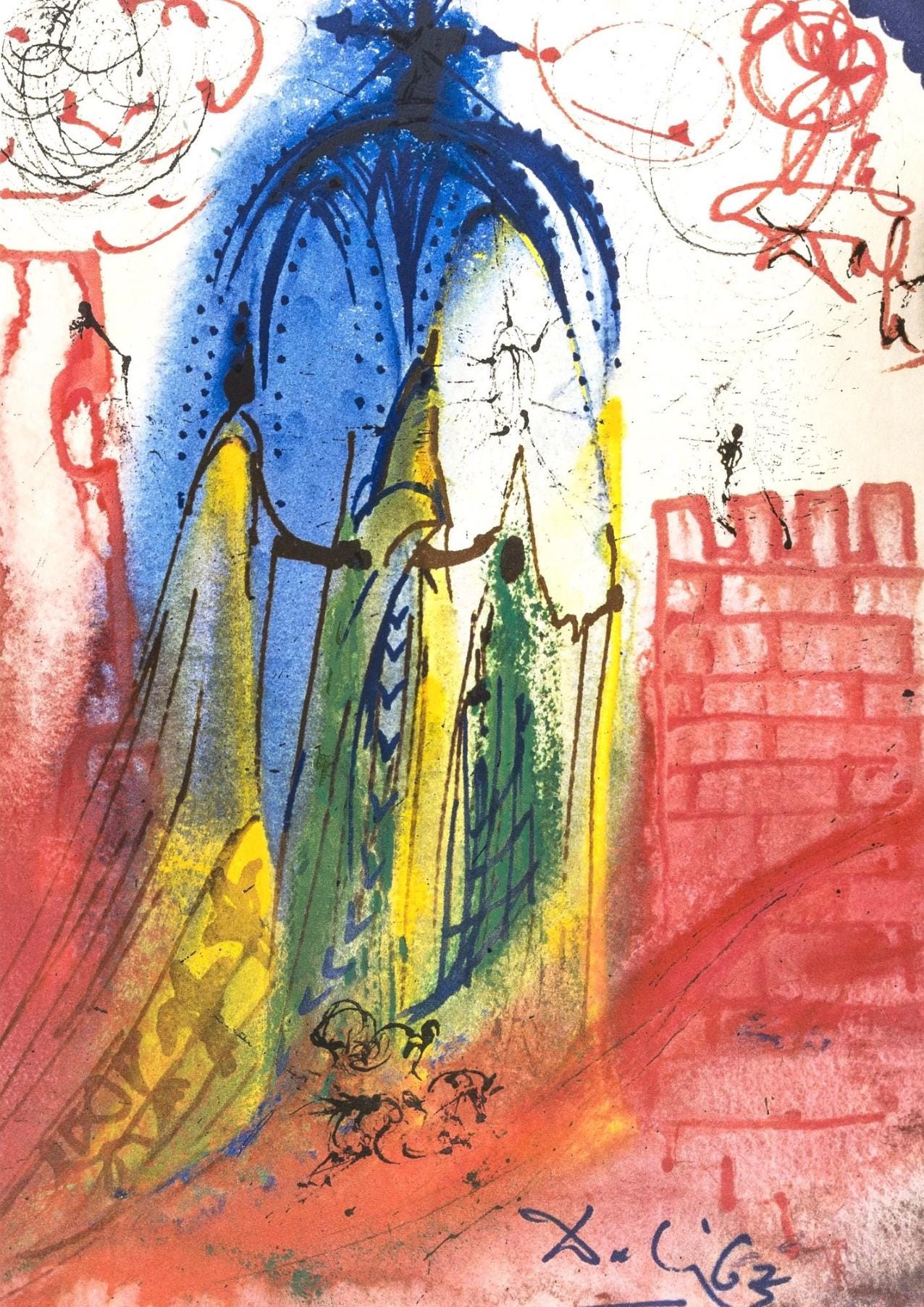 Salvador Dali, Composition (Michler/Löpsinger 1601), Romeo e Giulietta, Limited Edition Lithograph and Silkscreen