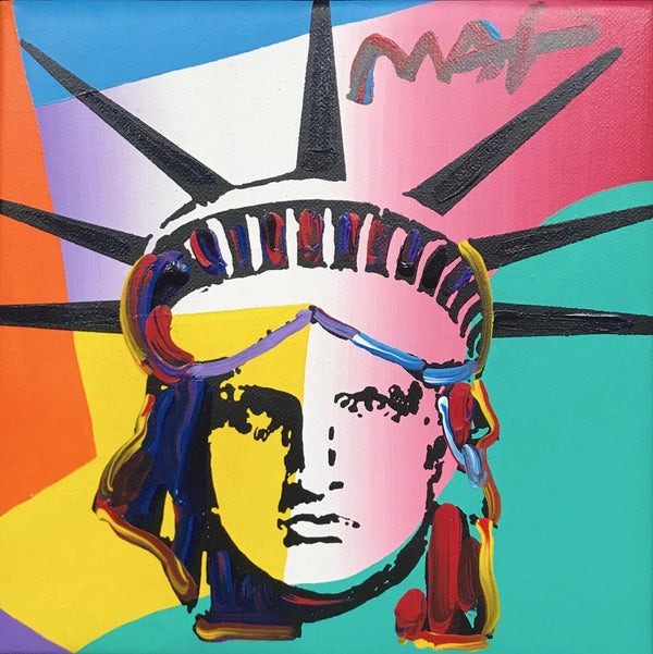 Peter Max, Liberty Head, Hand Signed, Acrylic Painting
