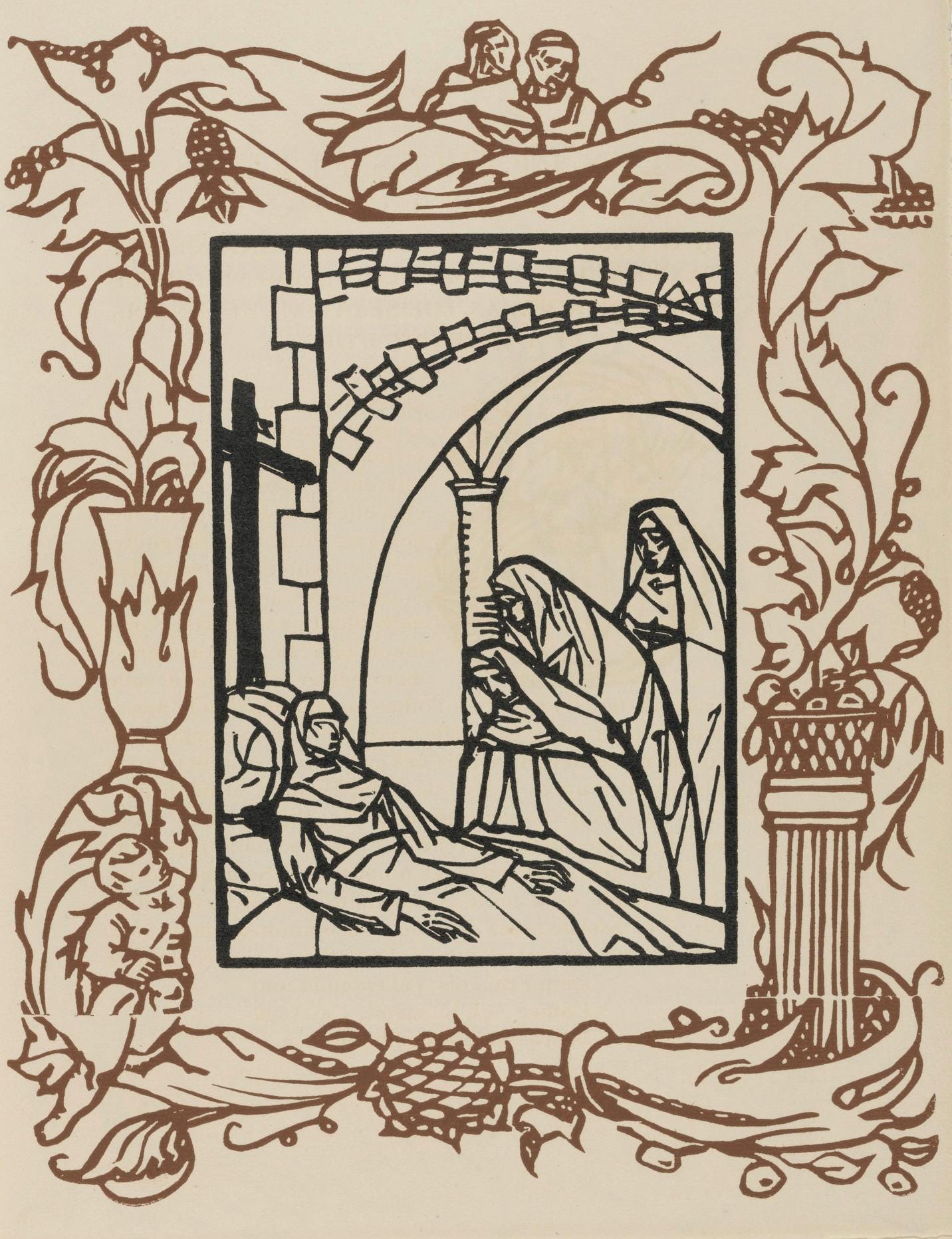 Émile Bernard, Composition (Morane, No. 100), Les Petites Fleurs de St. Françoise, Limited Edition Woodcut