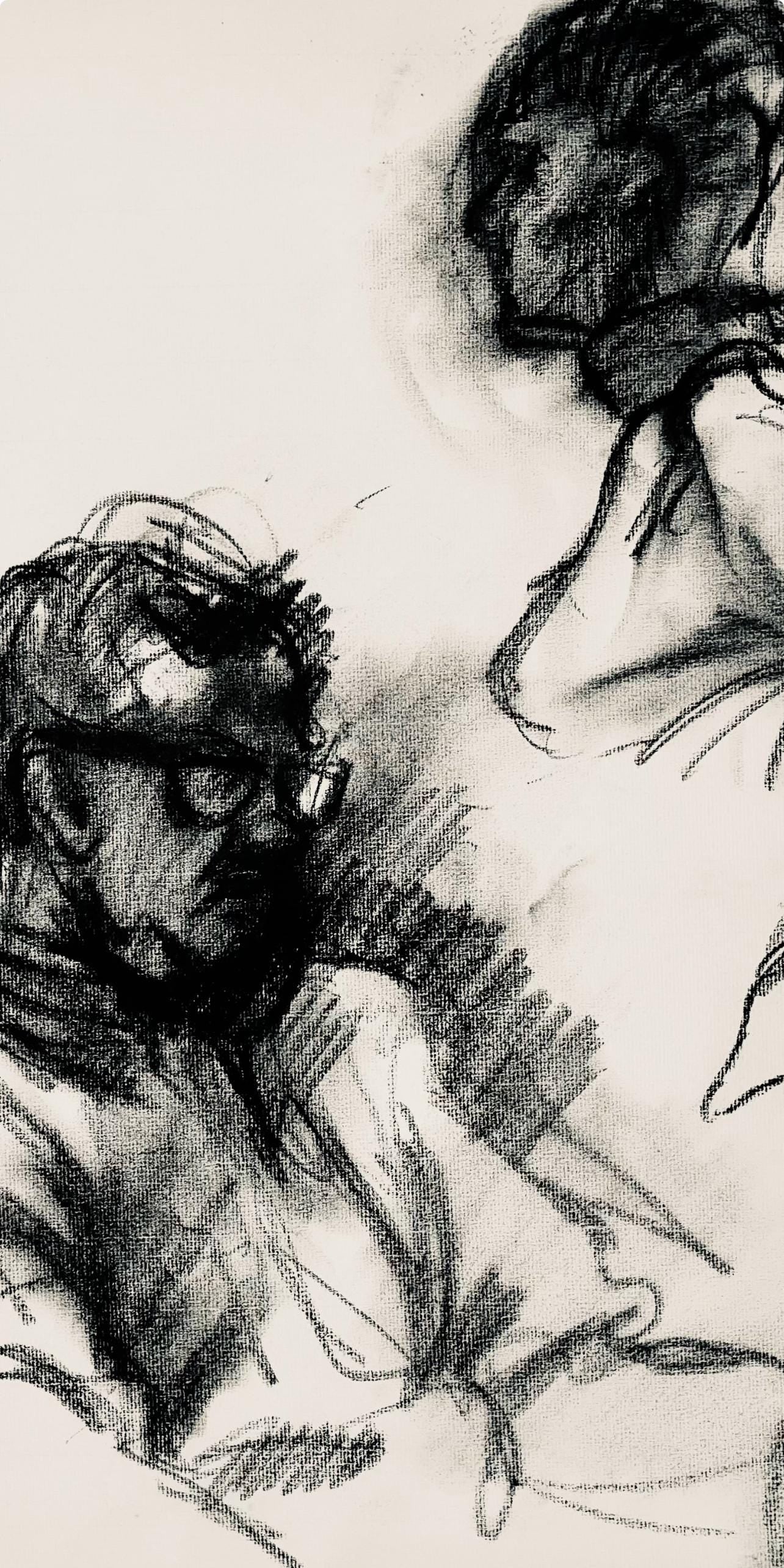 Ian Hornak, Female and Male Figure Study, 1963, Original Drawing