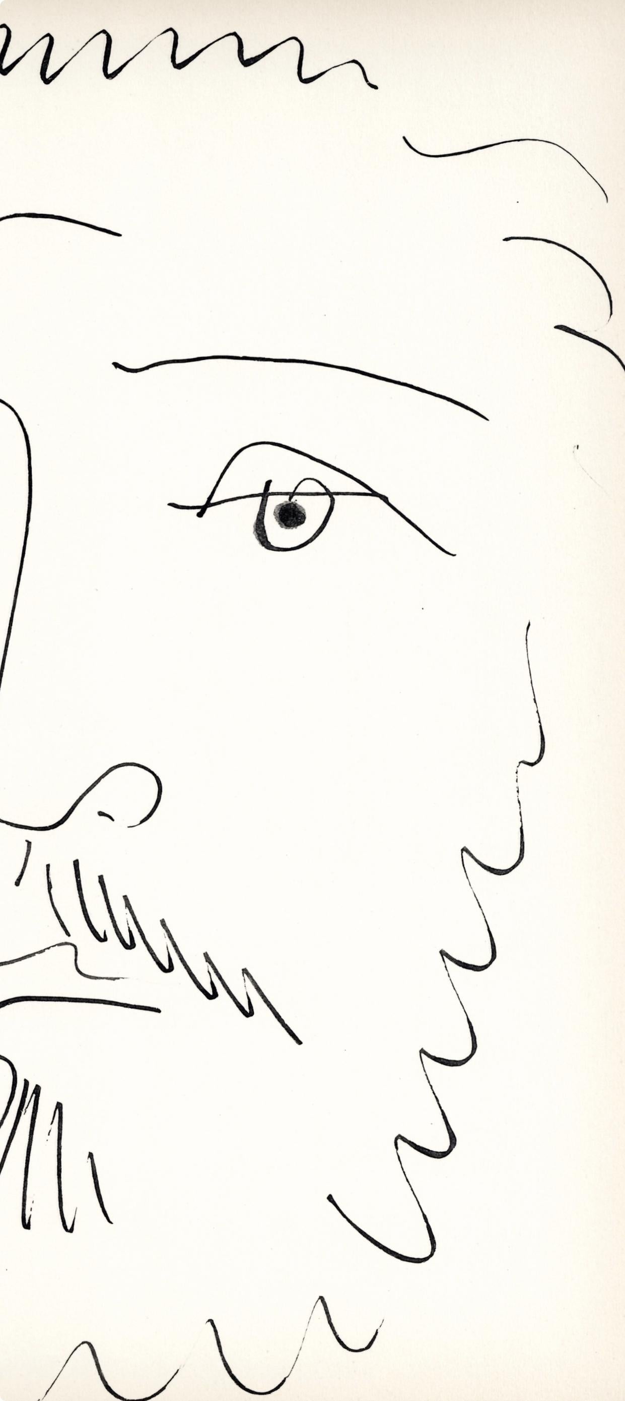 Pablo Picasso, Visage d'homme barbu, de face (Cramer No. 84), 40 dessins de Picasso en marge du Buffon, Limited Edition Lithograph