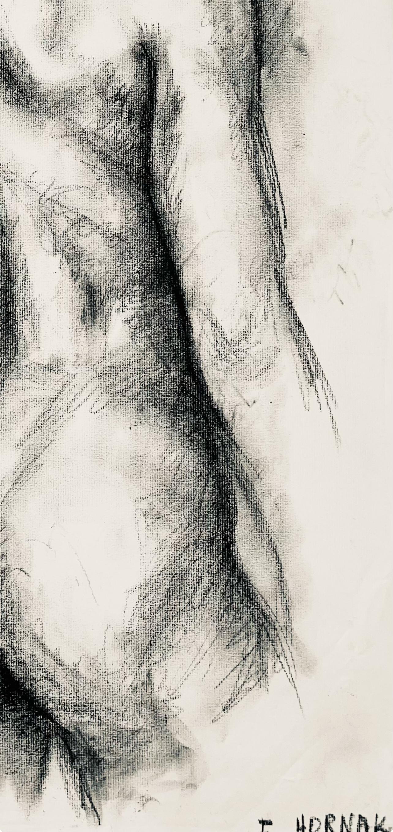 Ian Hornak, Renaissance Female Nude Figure Study, 1963, Original Drawing