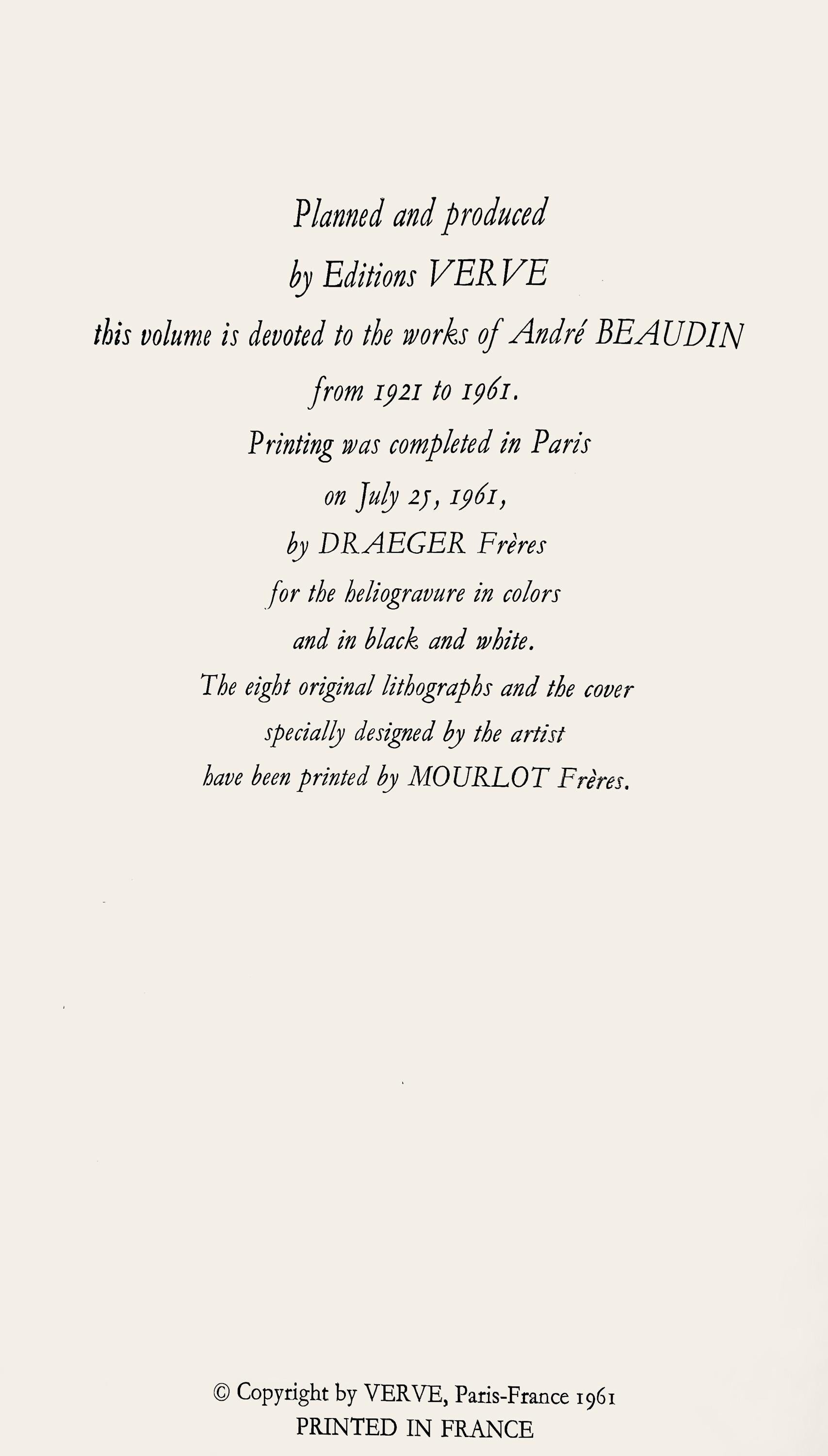 André Beaudin, Composition, André Beaudin, Verve: Revue Artistique, Limited Edition Lithograph