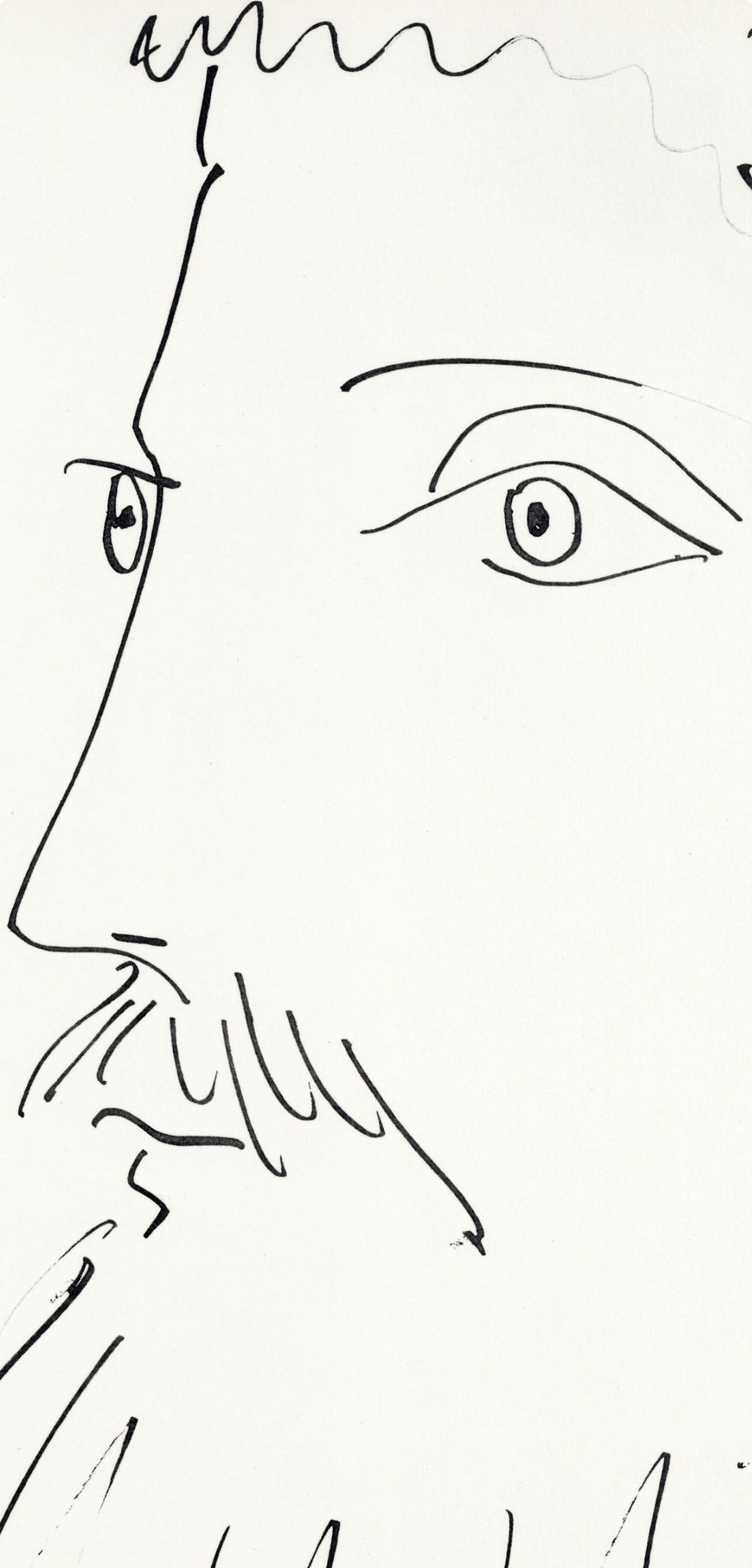 Pablo Picasso, Visage d'homme, profil gauche (Cramer No. 84), 40 dessins de Picasso en marge du Buffon, Limited Edition Lithograph