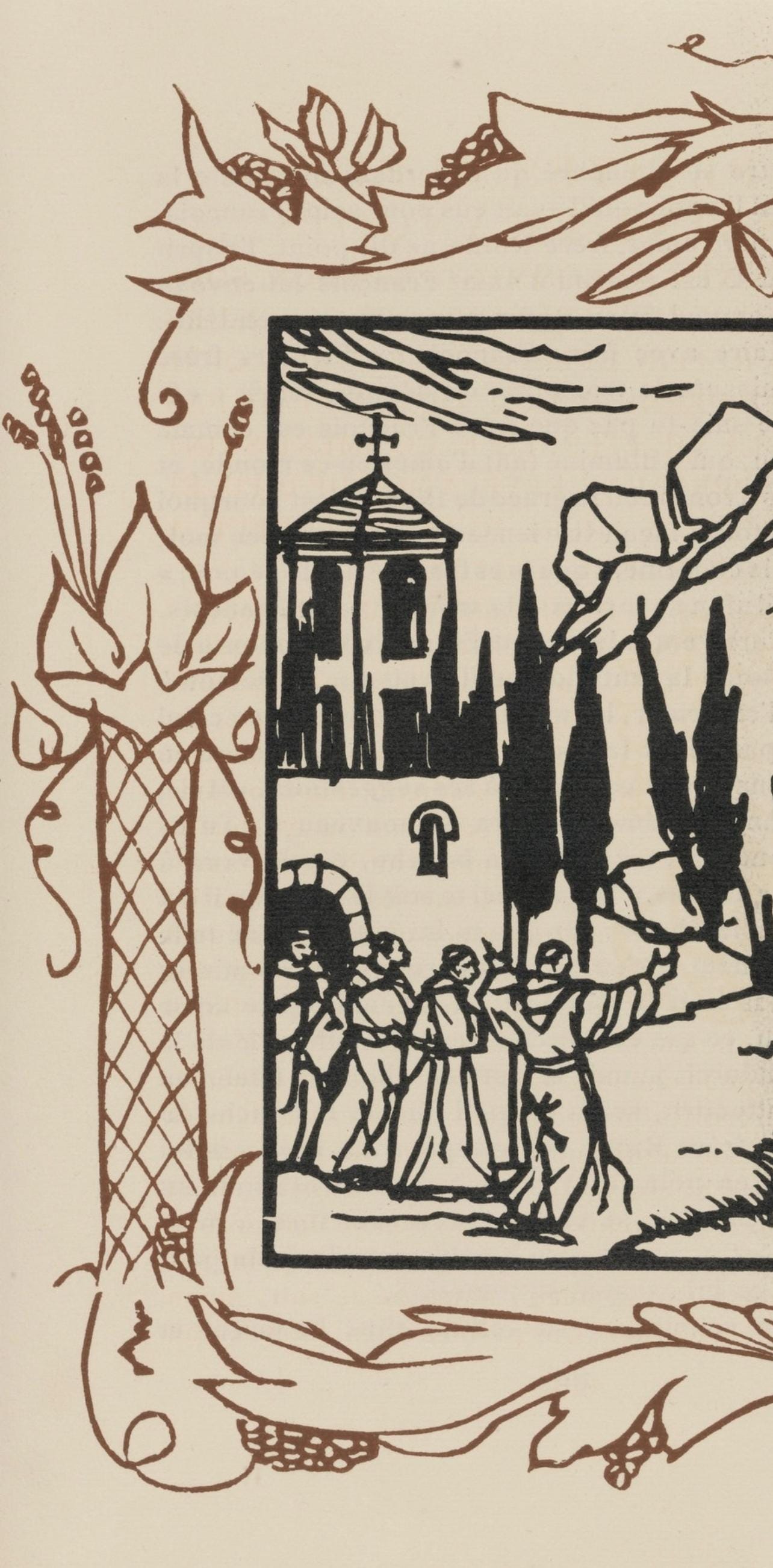 Émile Bernard, Composition (Morane, No. 100), Les Petites Fleurs de St. Françoise, Limited Edition Woodcut