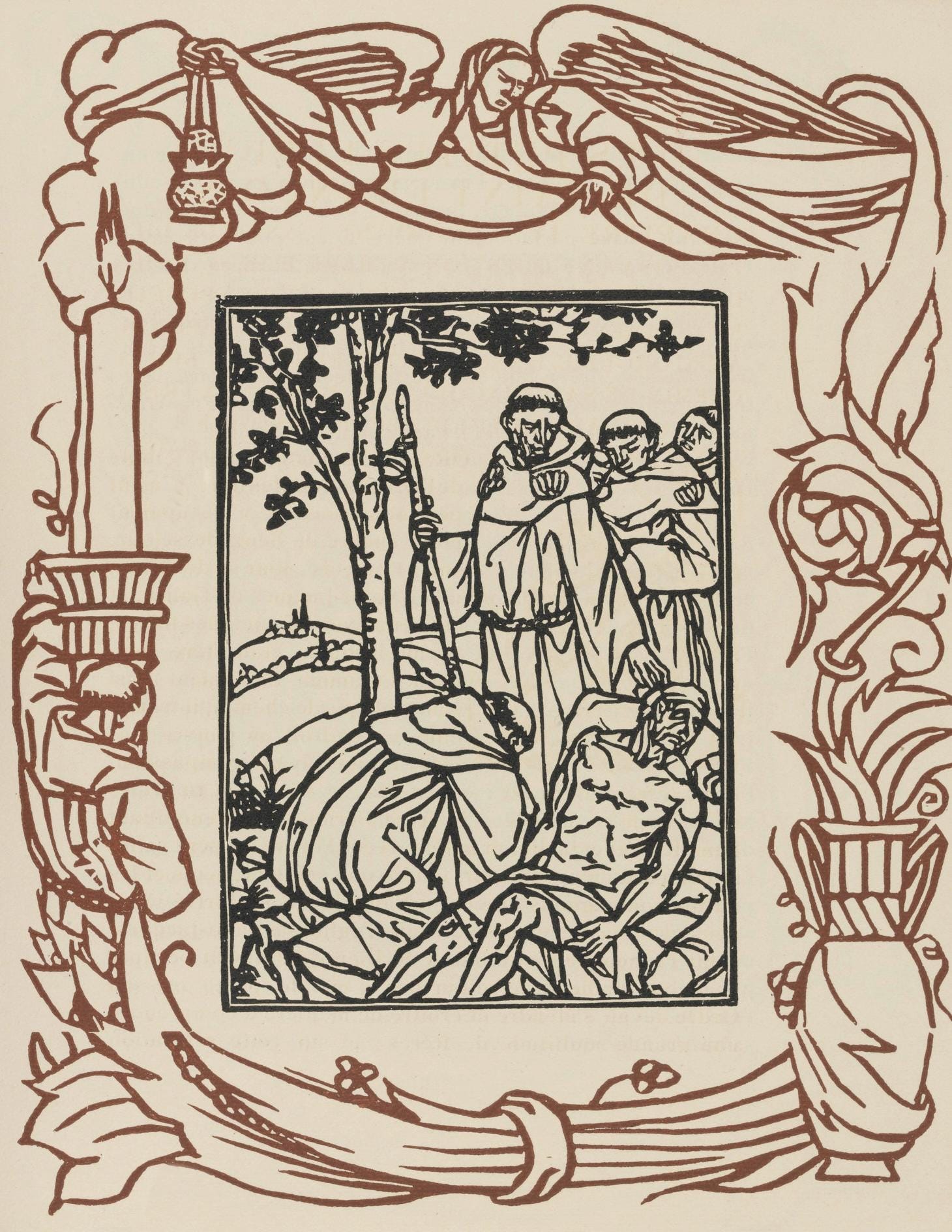 Émile Bernard, Composition (Morane, No. 100), Les Petites Fleurs de St. Françoise, Limited Edition Woodcut