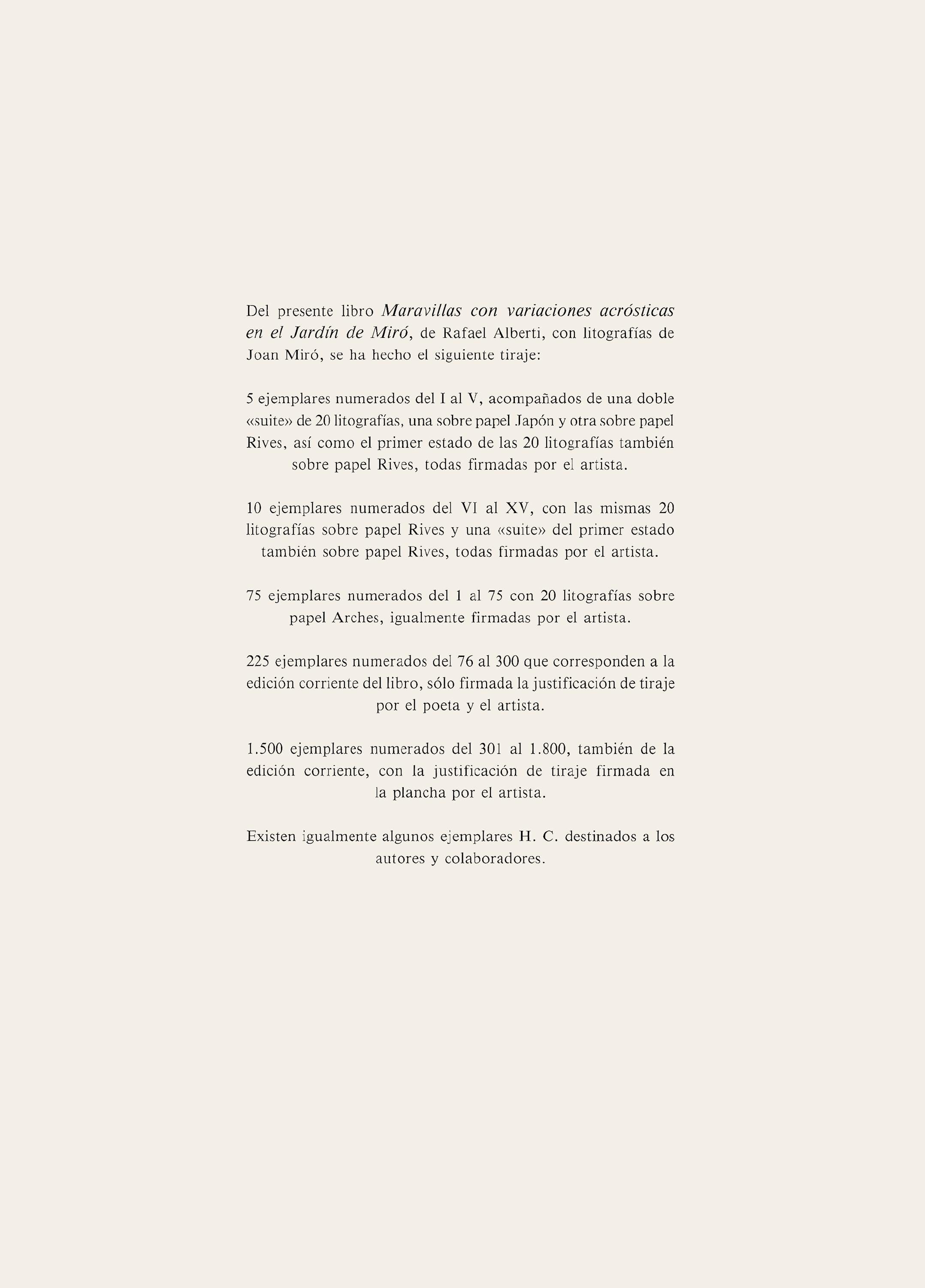 Joan Miró, Composition (Mourlot, 1051-1072), Maravillas con Variaciones acrósticas en el Jardín de Miró, Limited Edition Lithograph